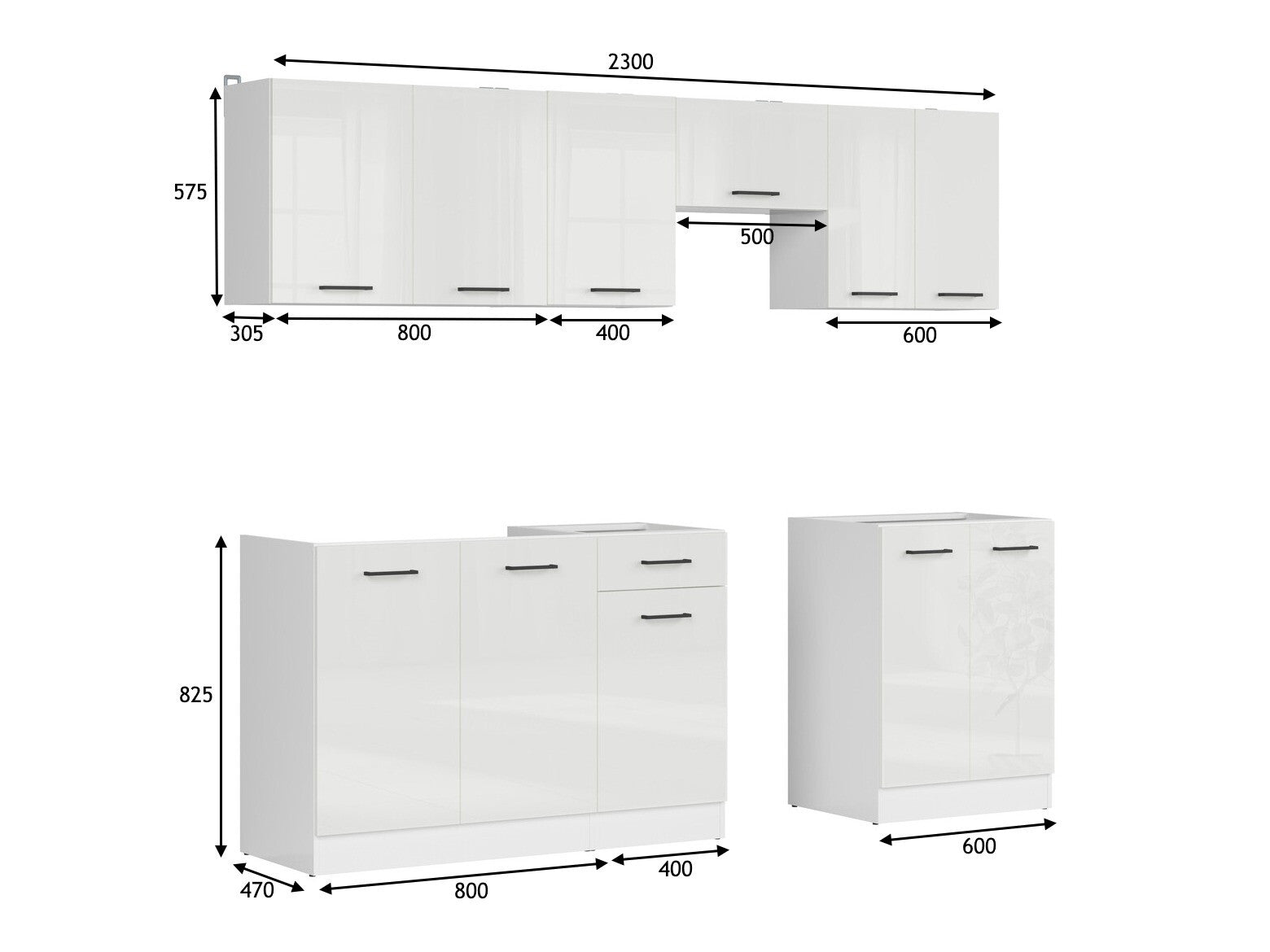 Modulopbygget køkkensæt Line White 118