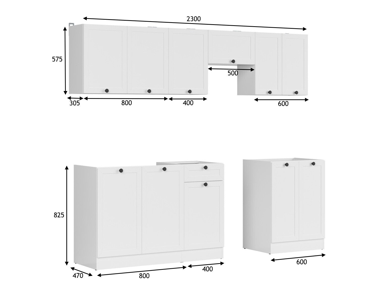 Modulopbygget køkkensæt Classic White 120