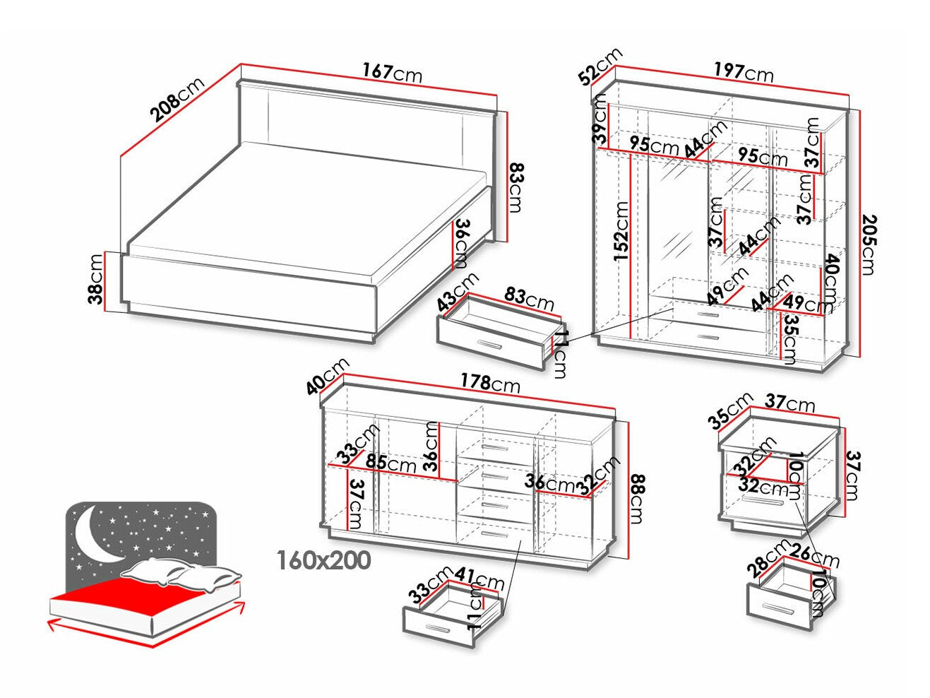Soveværelses-sæt Ogden J128