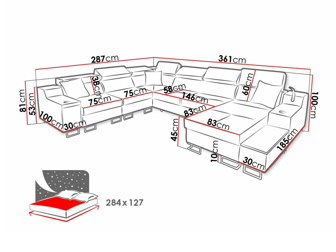 Hjørnesofa Sarasota 160