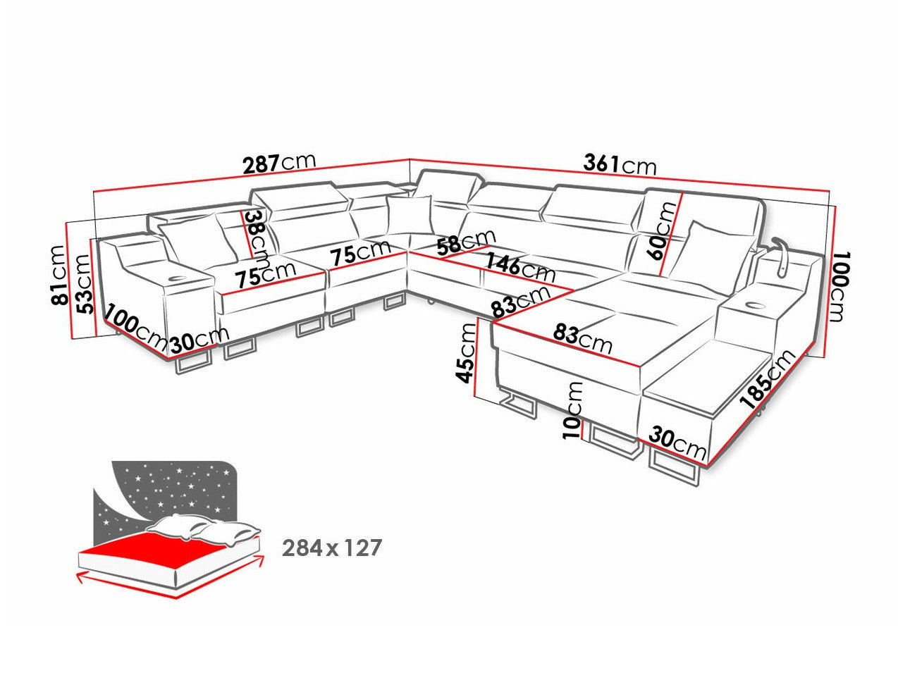Hjørnesofa Sarasota 160