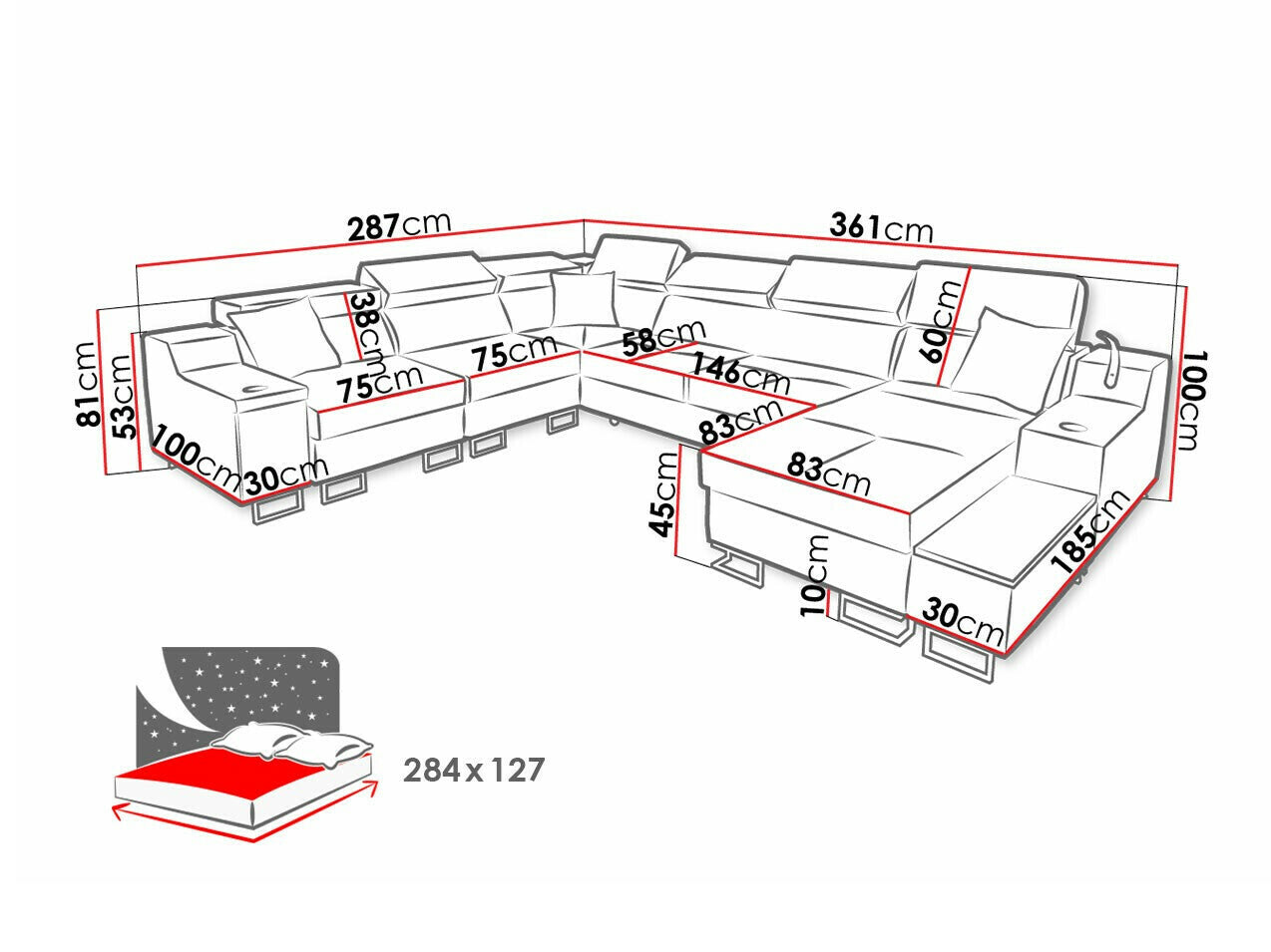Hjørnesofa Sarasota 160