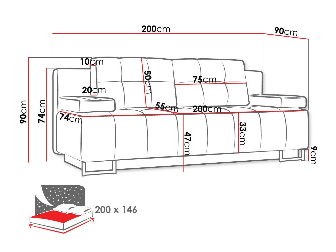 Sovesofa Columbus 151
