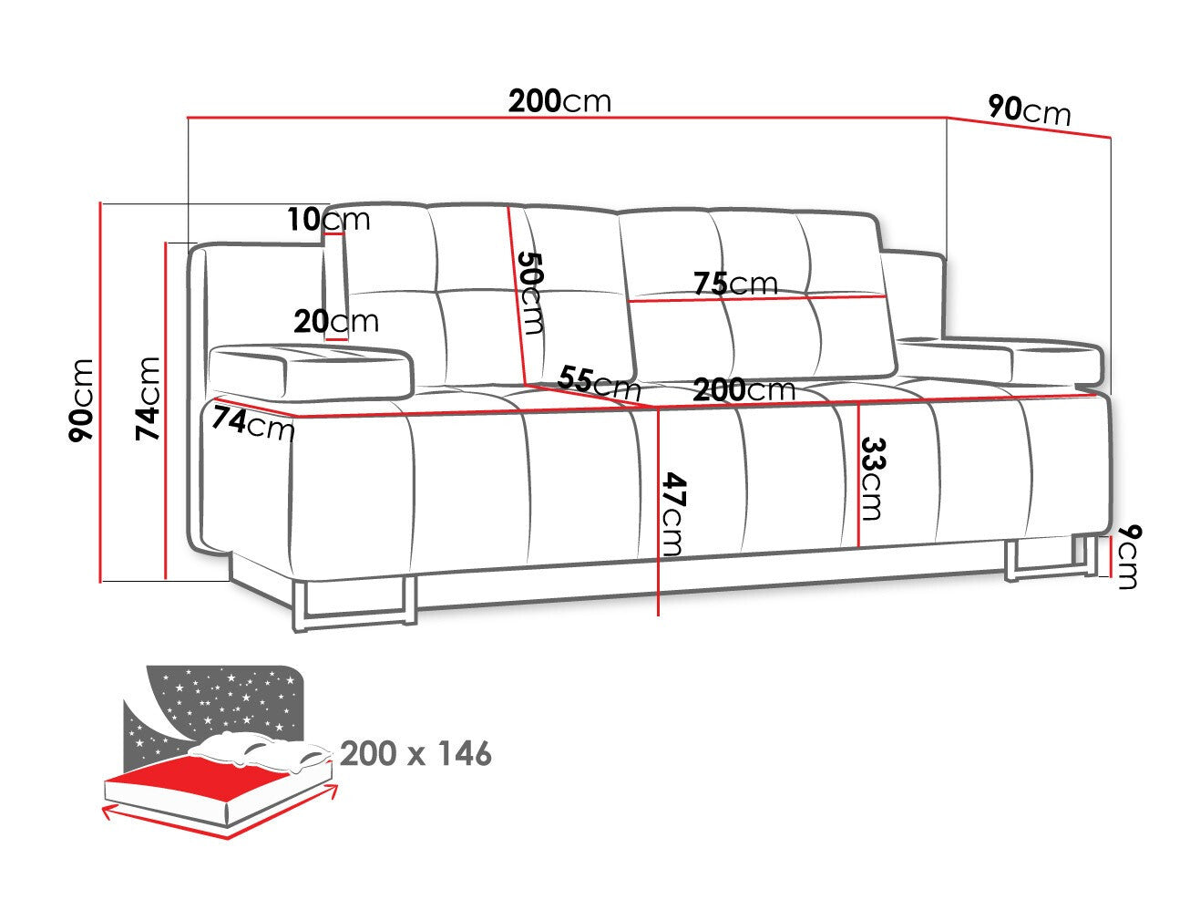 Sovesofa Columbus 151