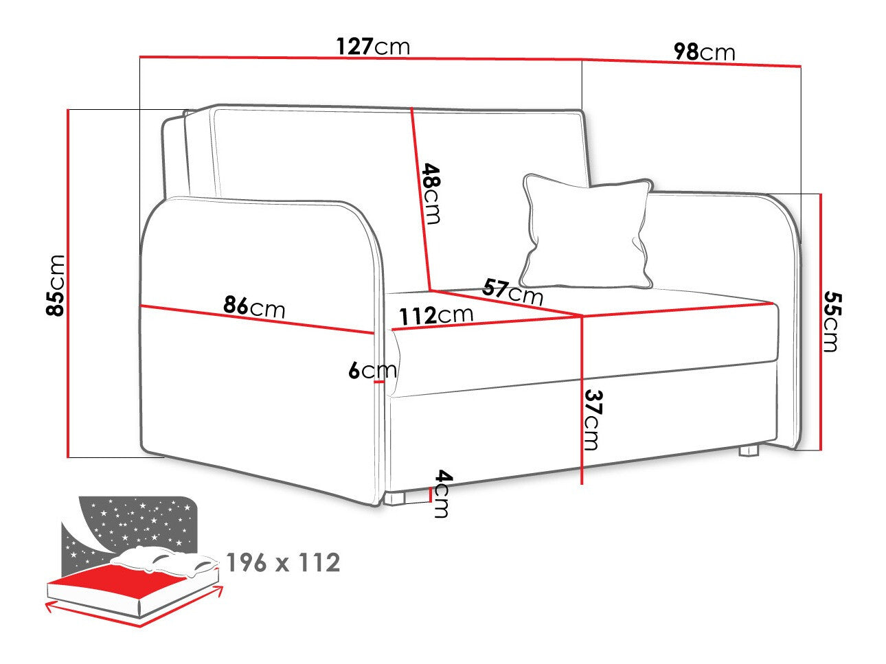 Sovesofa Columbus 124