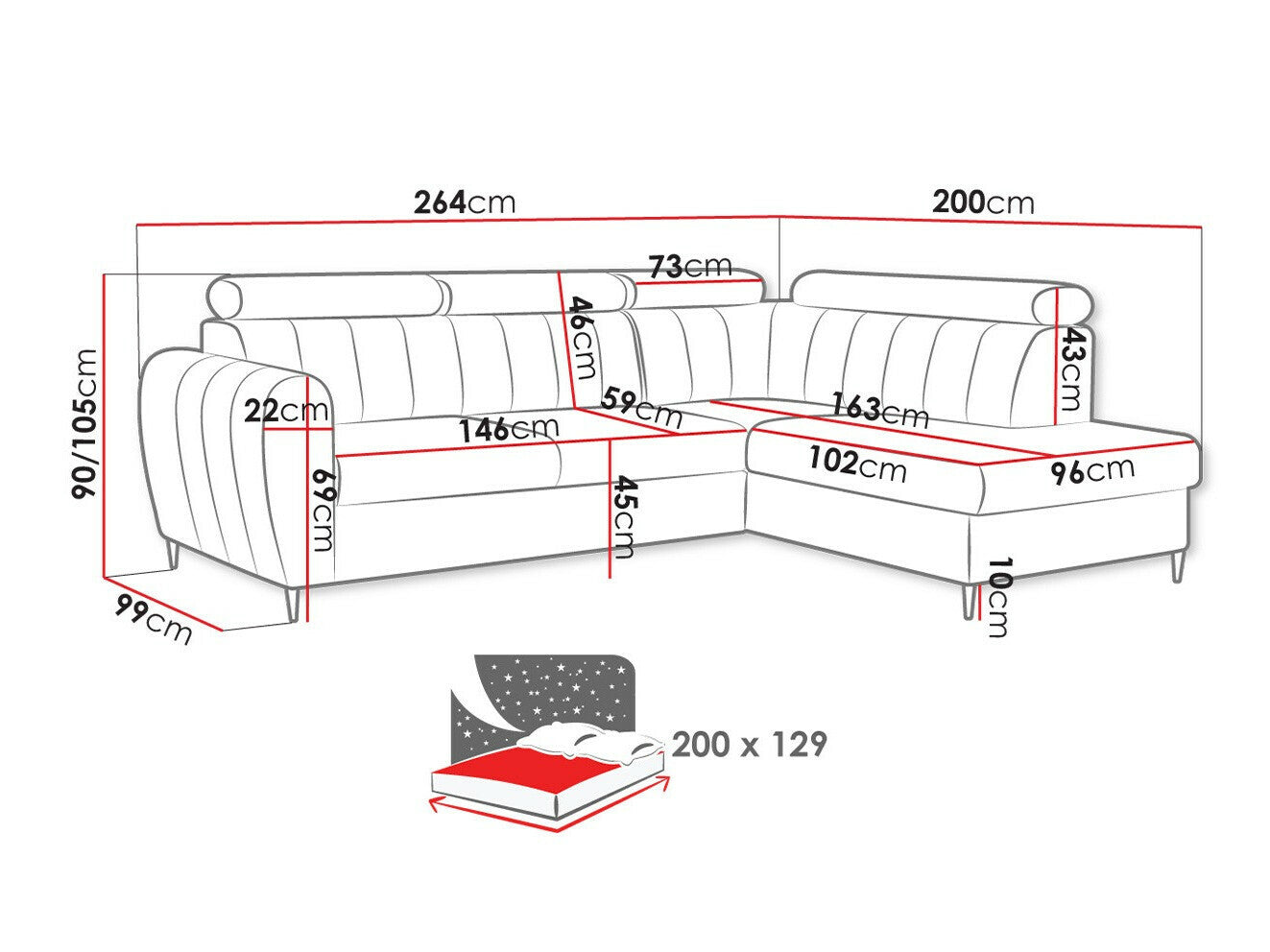 Hjørnesofa Temple 125