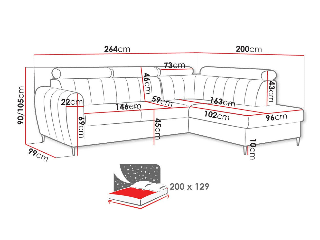 Hjørnesofa Temple 125
