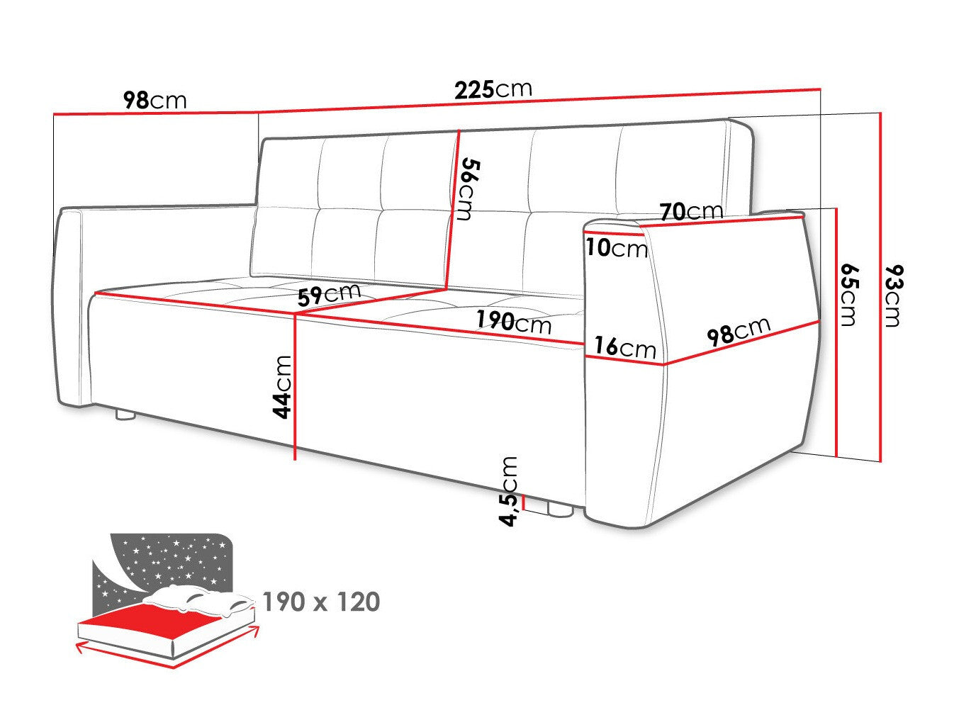 Sovesofa Edinburg 107