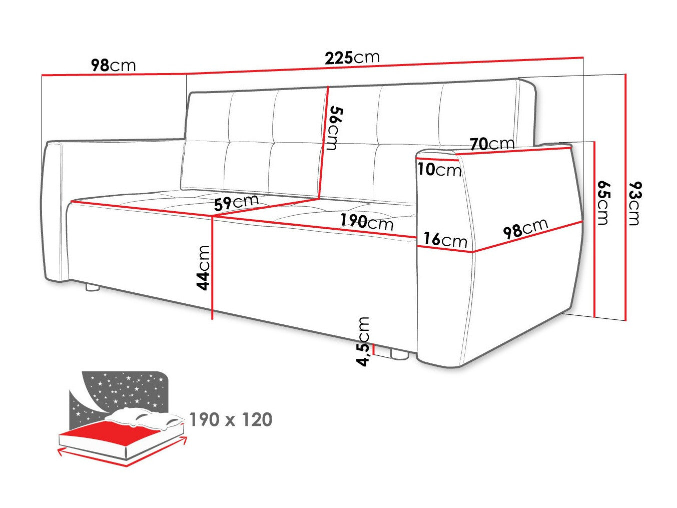 Sovesofa Edinburg 107