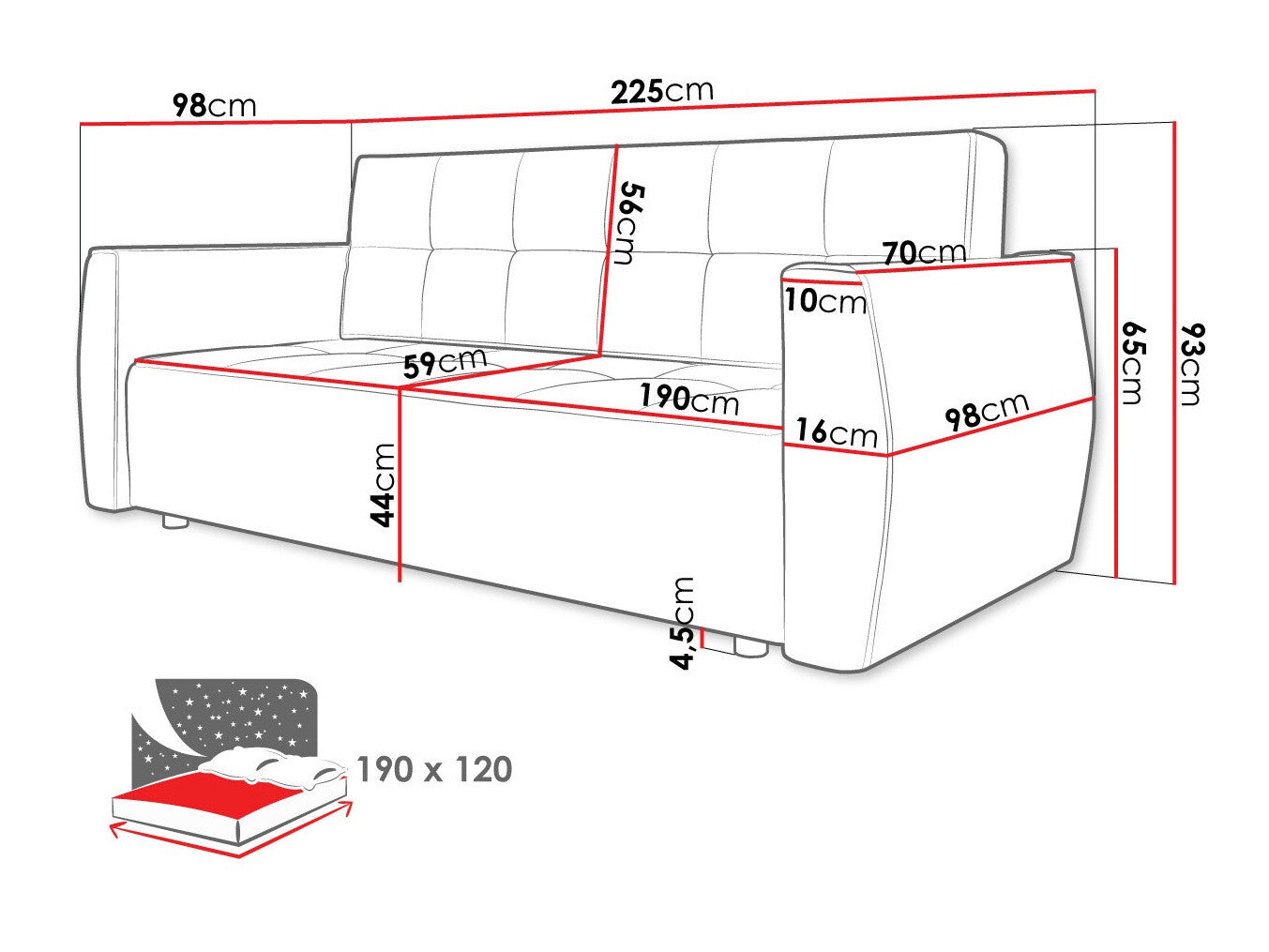Sovesofa Edinburg 107
