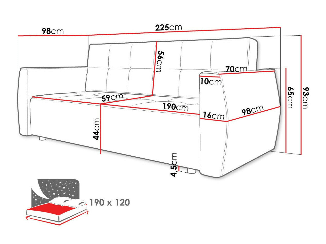 Sovesofa Edinburg 107