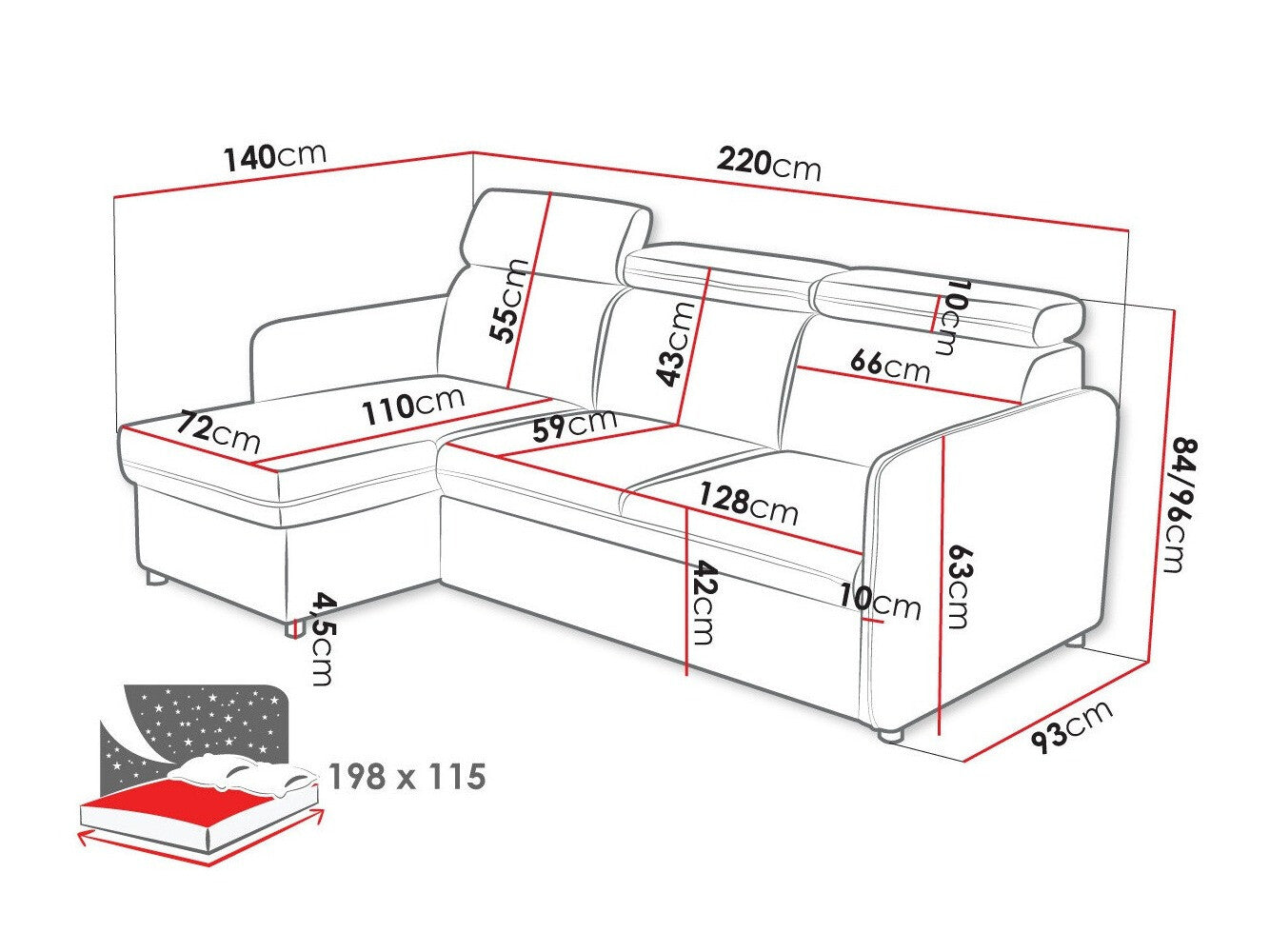 Hjørnesofa Temple 127