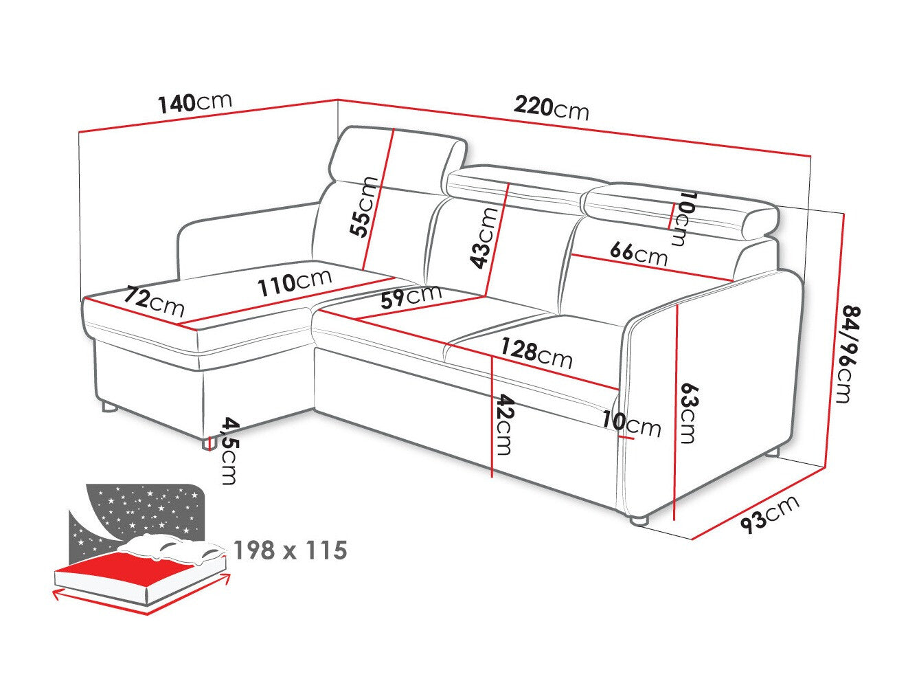 Hjørnesofa Temple 127