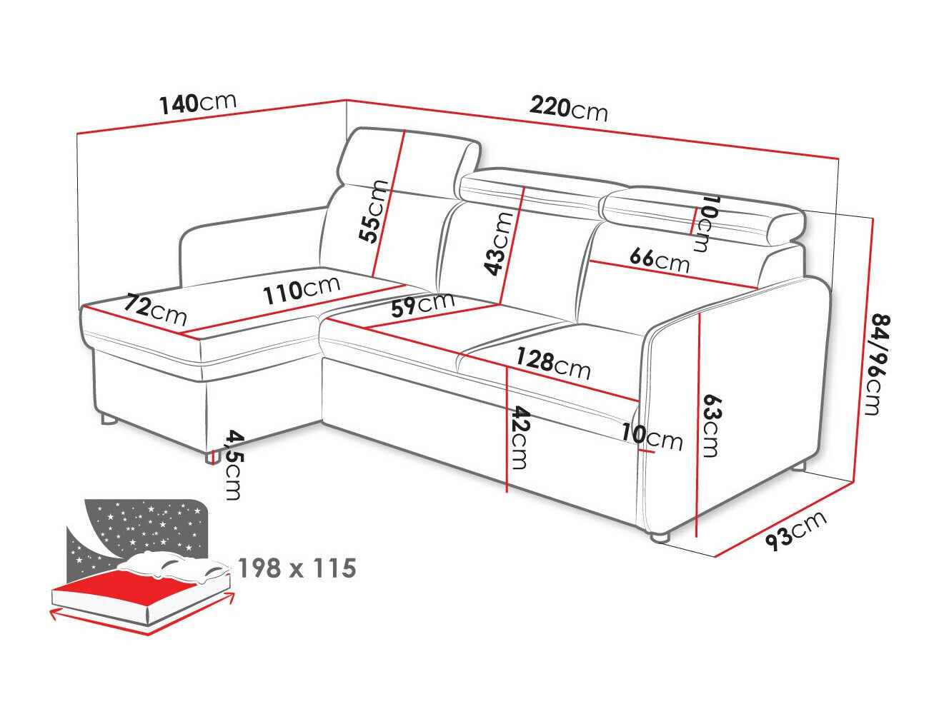 Hjørnesofa Temple 127