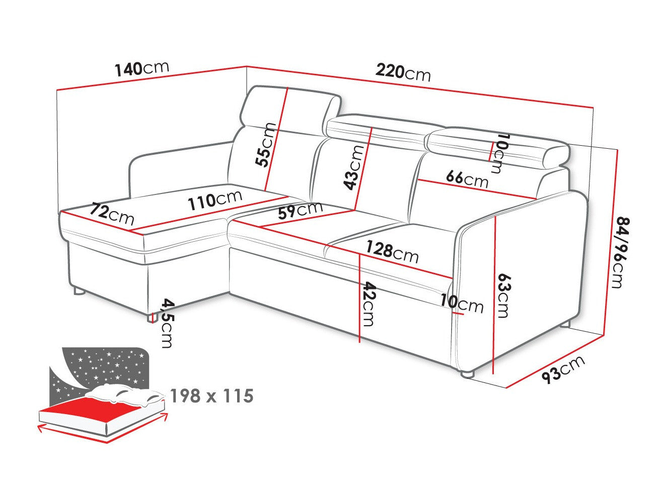 Hjørnesofa Temple 127
