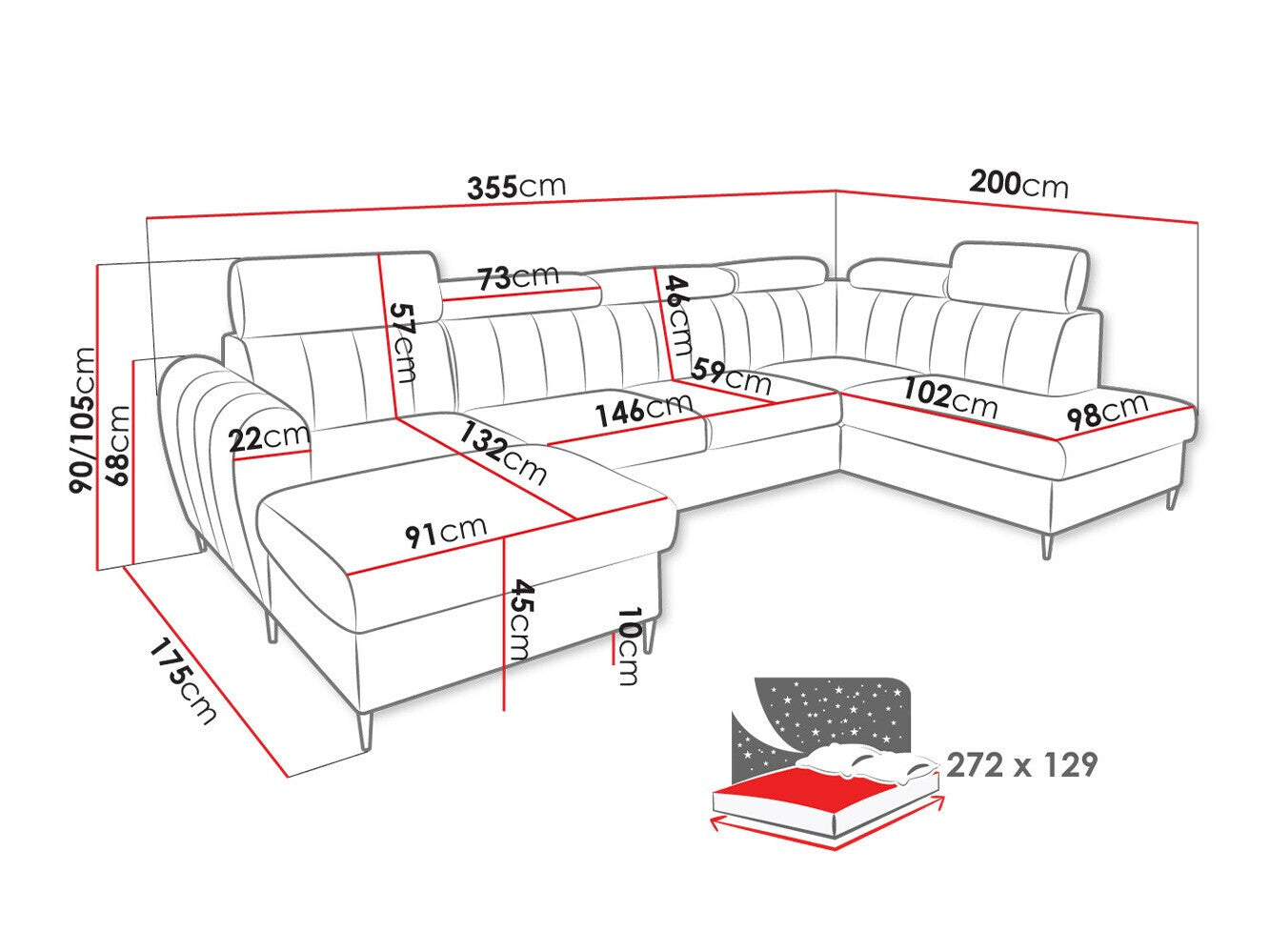 Hjørnesofa Temple 128