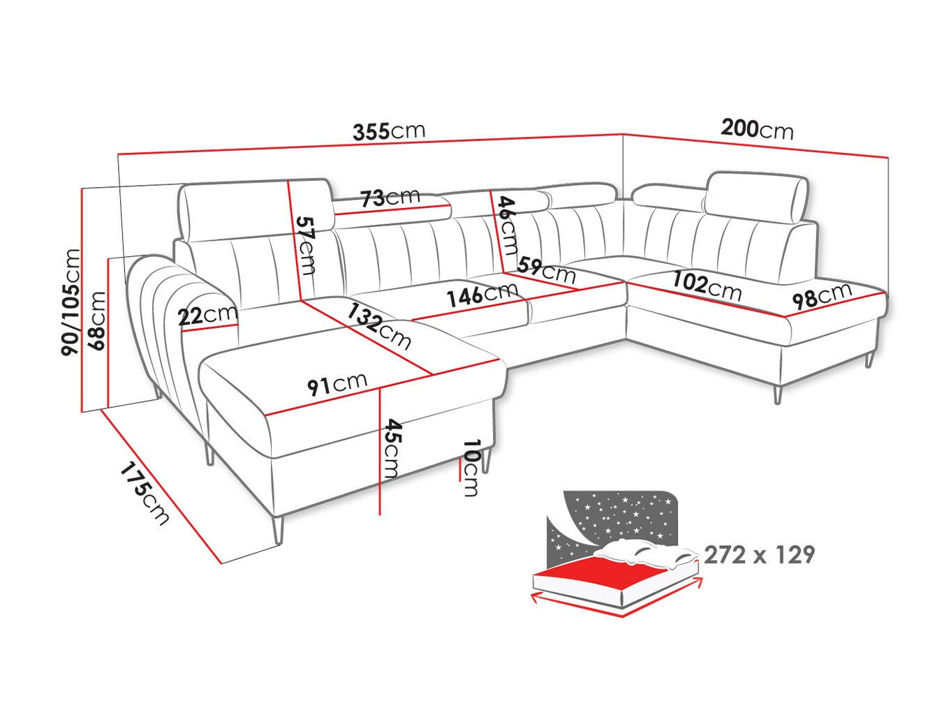 Hjørnesofa Temple 128