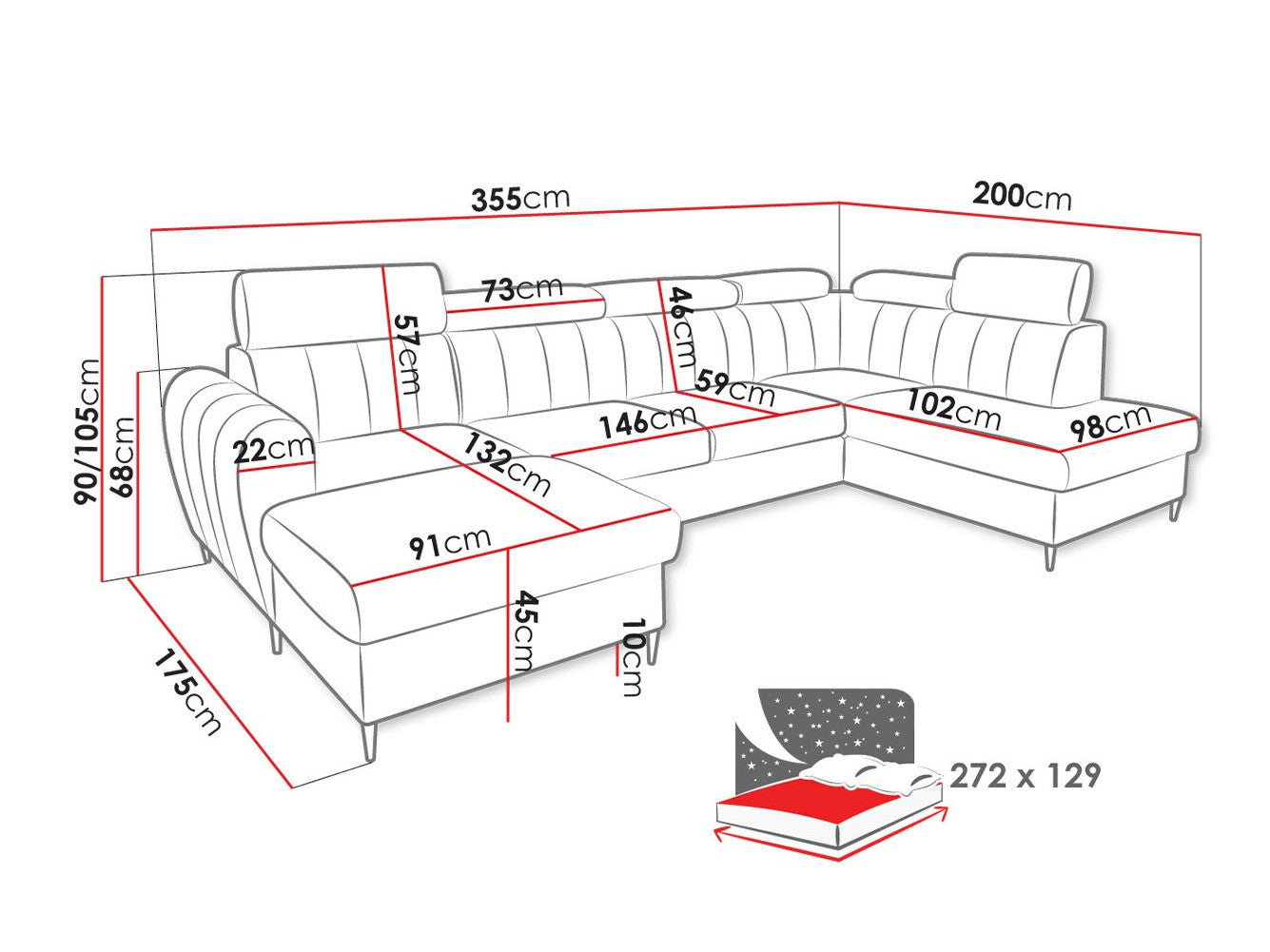 Hjørnesofa Temple 128