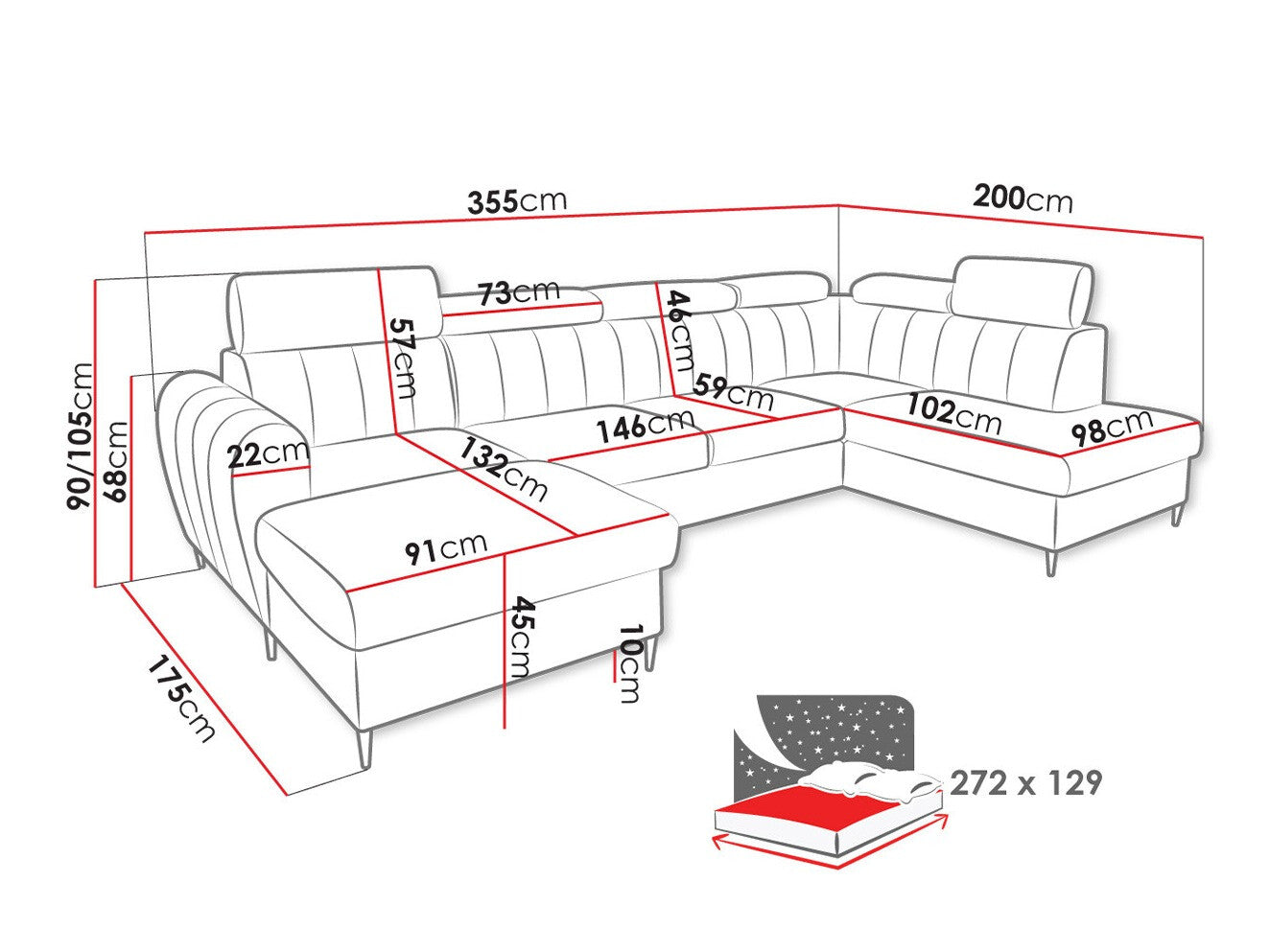 Hjørnesofa Temple 128