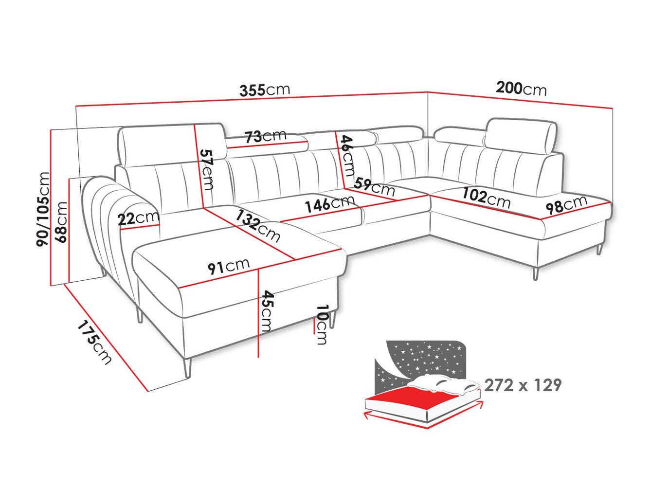 Hjørnesofa Temple 128