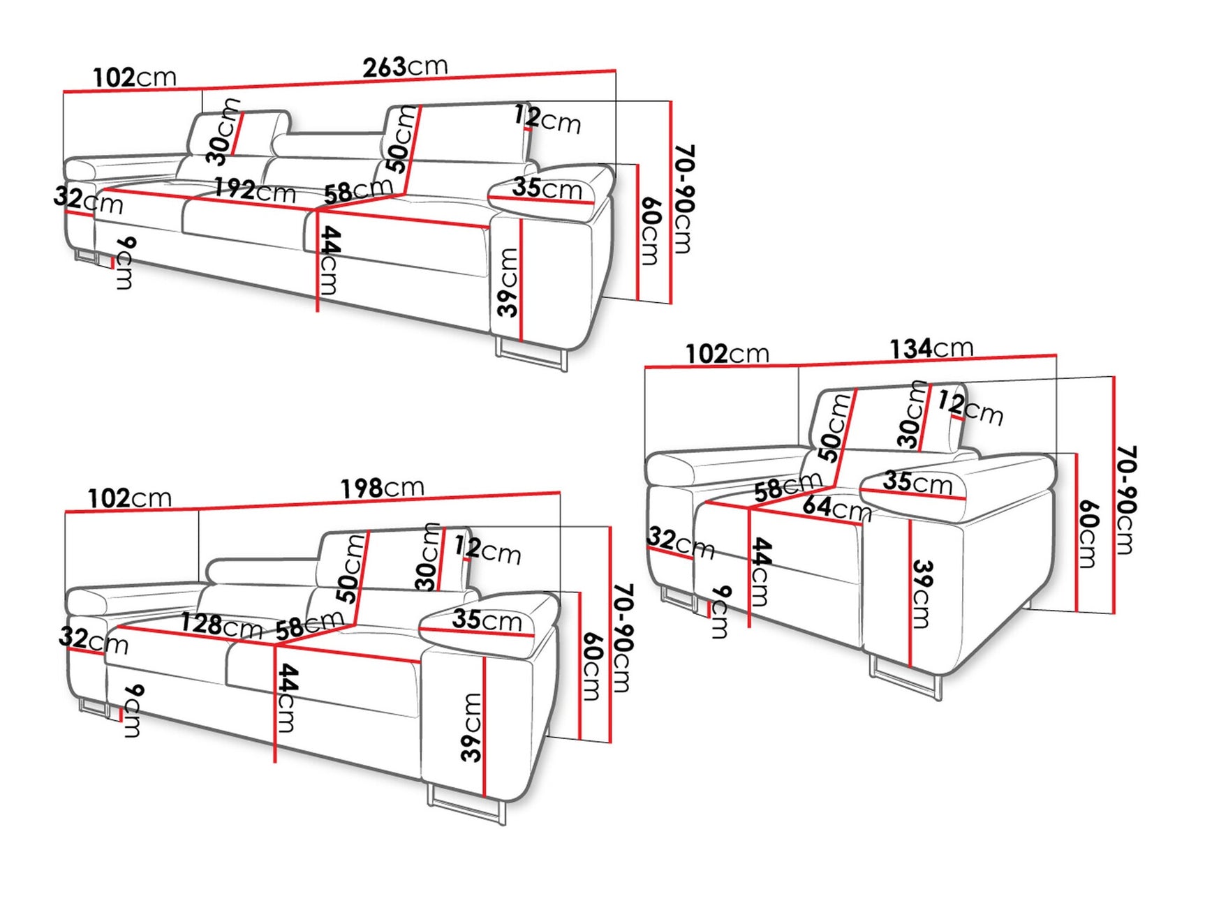 Polstret møbelsæt Comfivo S107