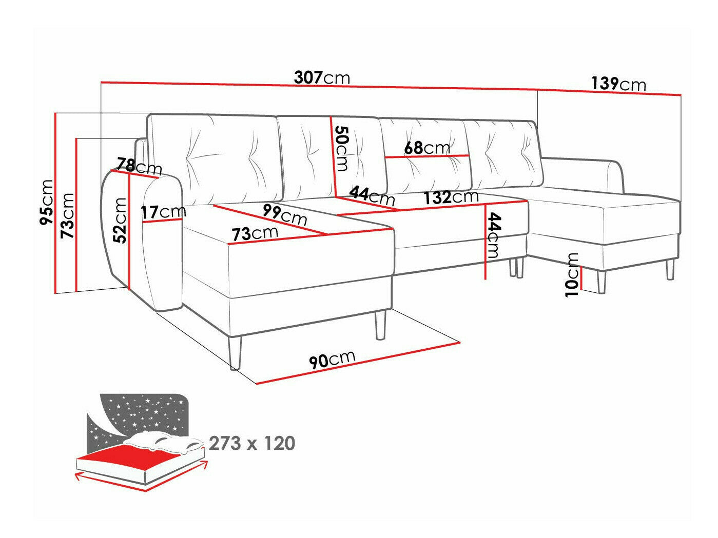 Hjørnesofa Memphis 140