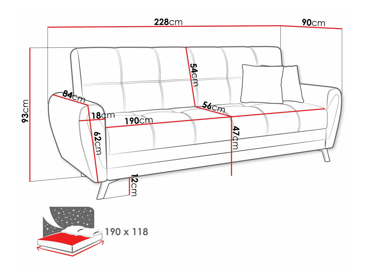 Sovesofa Columbus 156