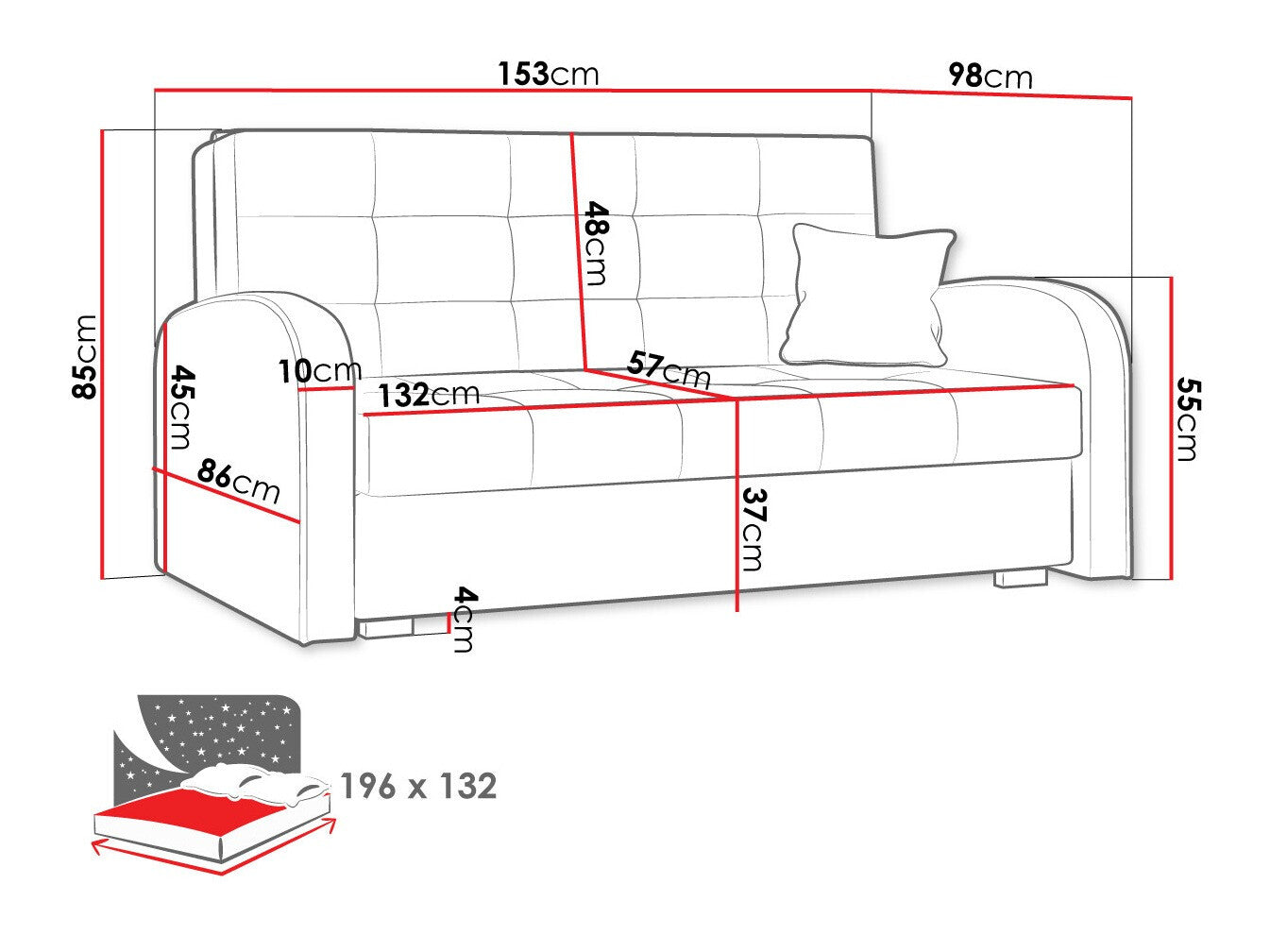 Sovesofa Columbus 116