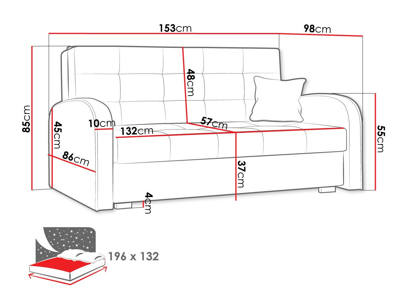 Sovesofa Columbus 116