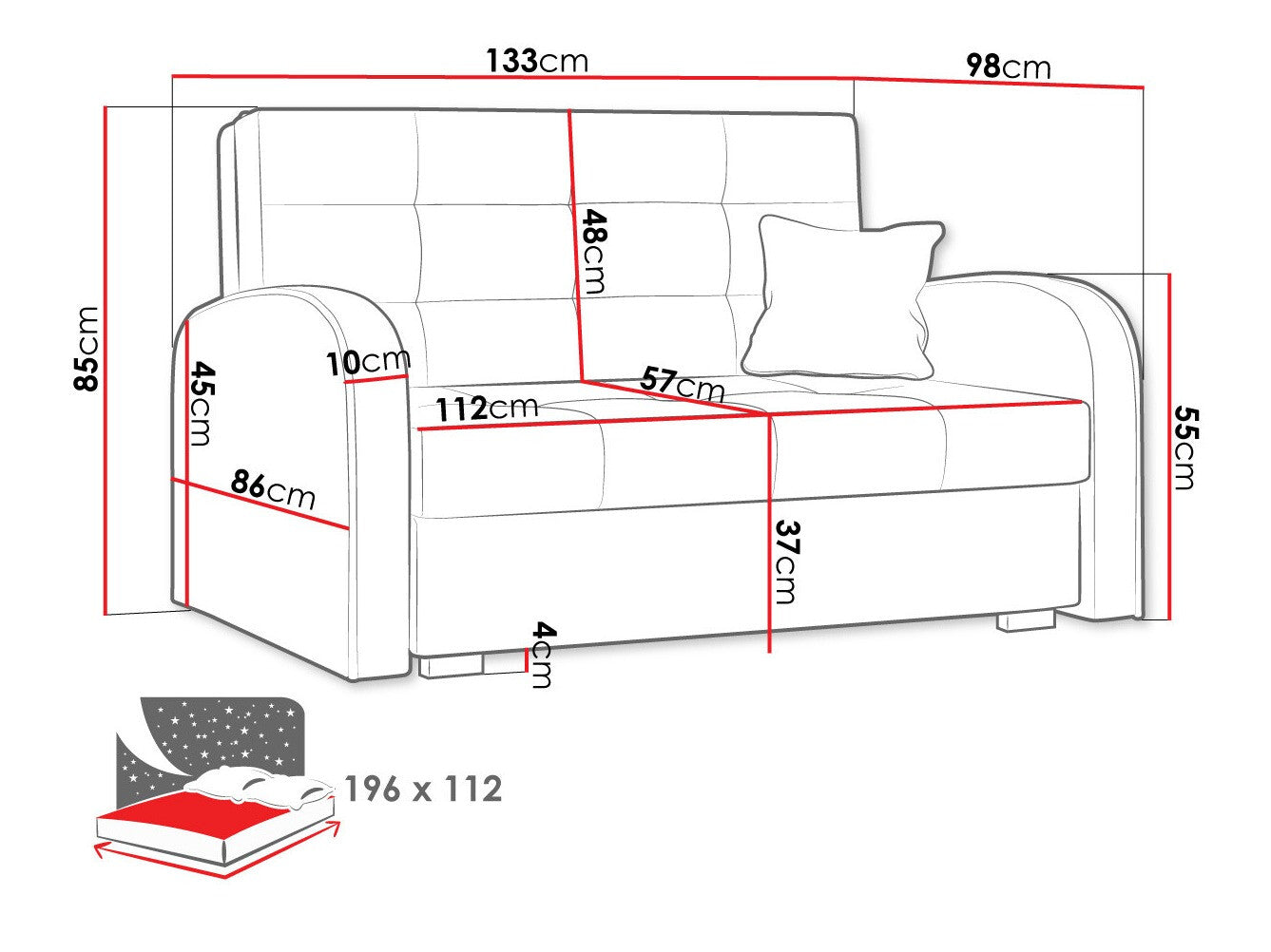 Sovesofa Columbus 115