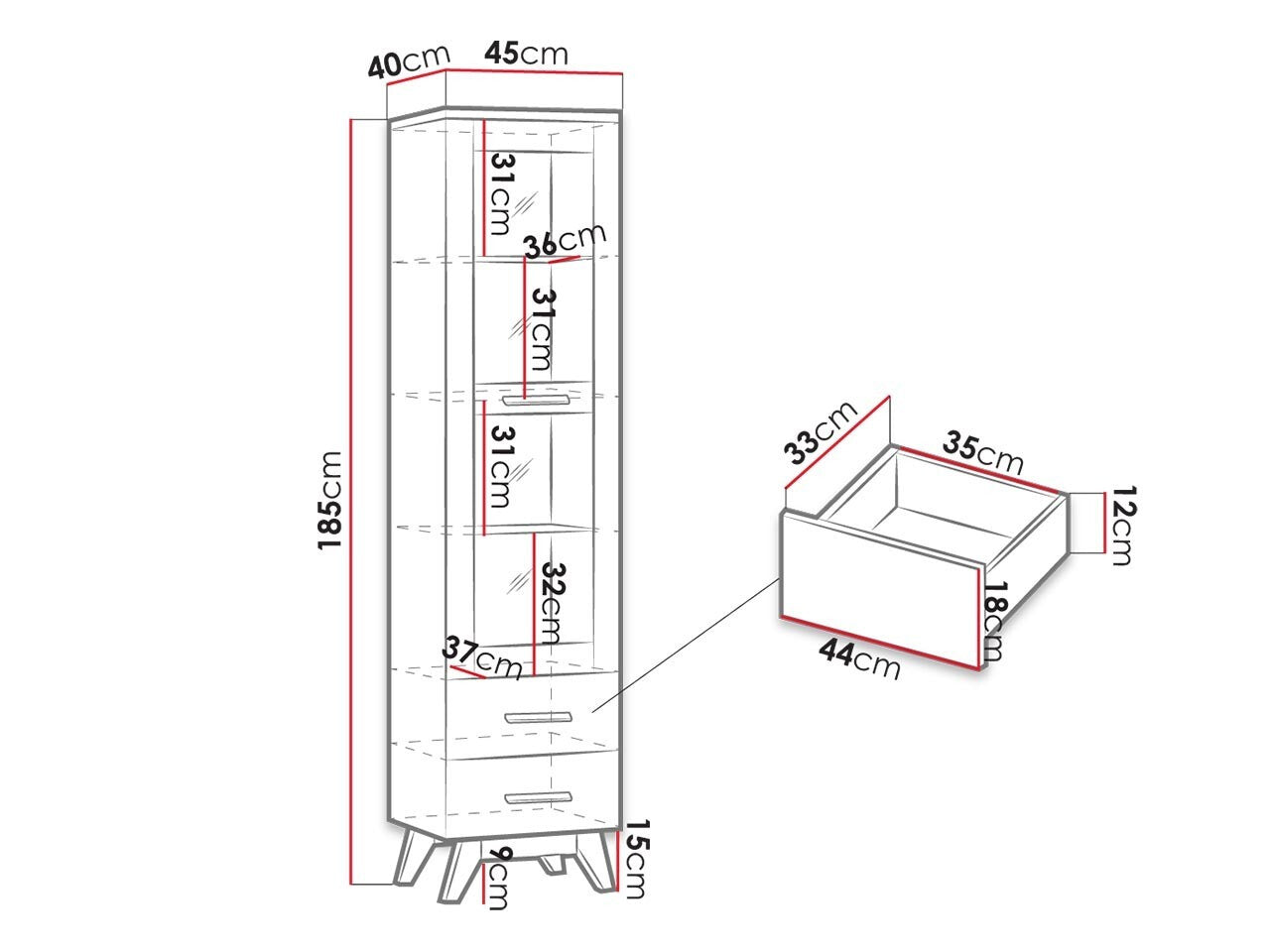 Vitrineskab Ogden E135