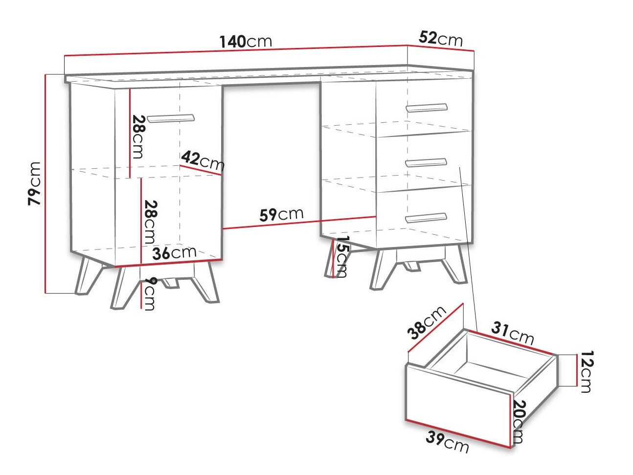 Skrivebord Ogden E129