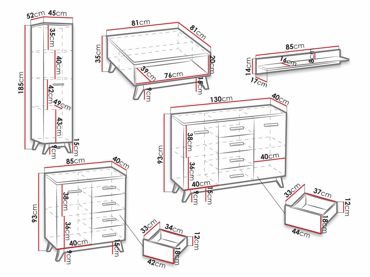 Stuemøbler-sæt Ogden E137