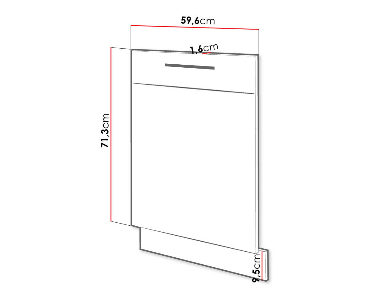Dør til opvaskemaskine Wood Grey 107