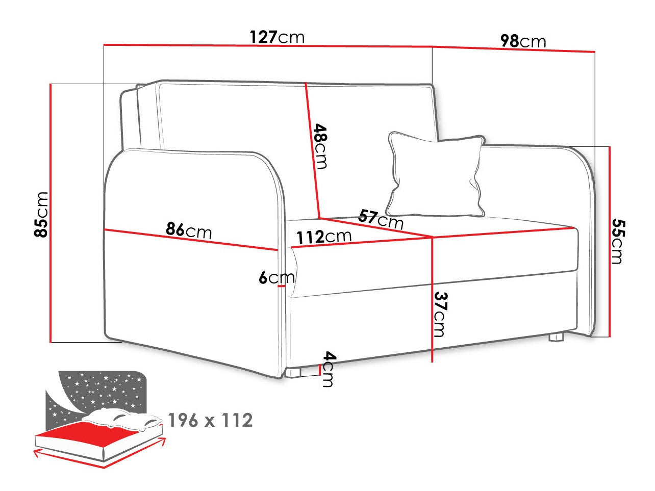 Sovesofa Columbus 124