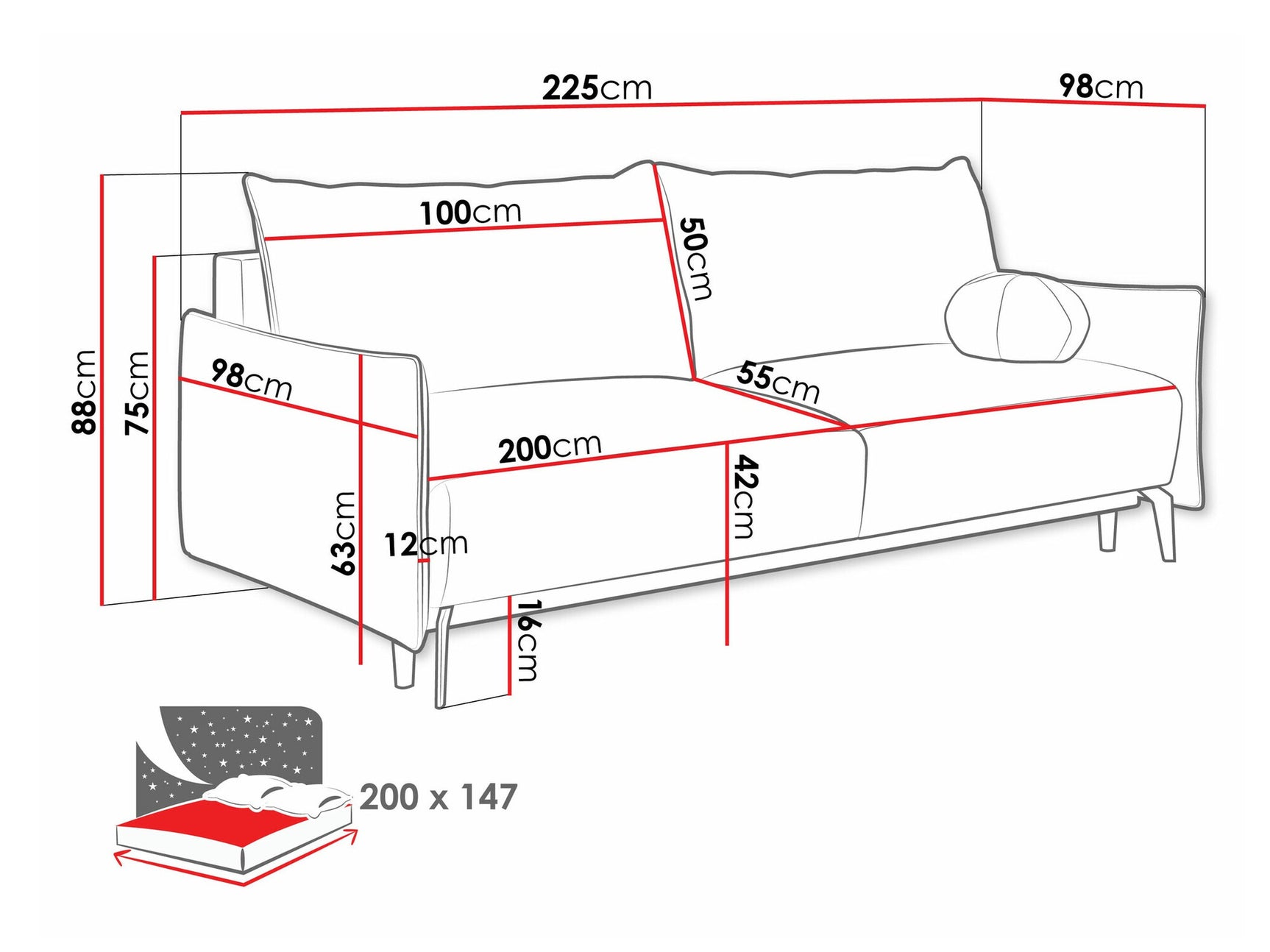 Sovesofa Columbus 216