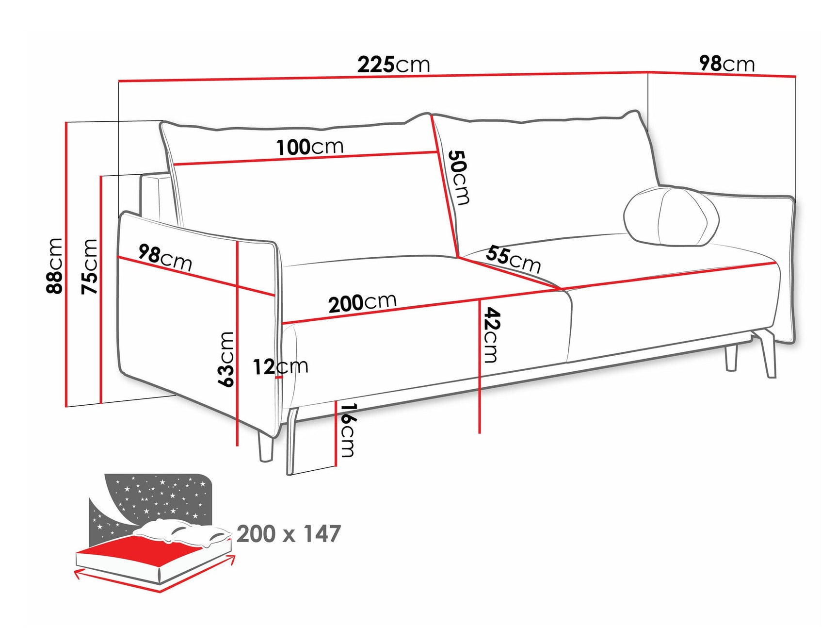 Sovesofa Columbus 216