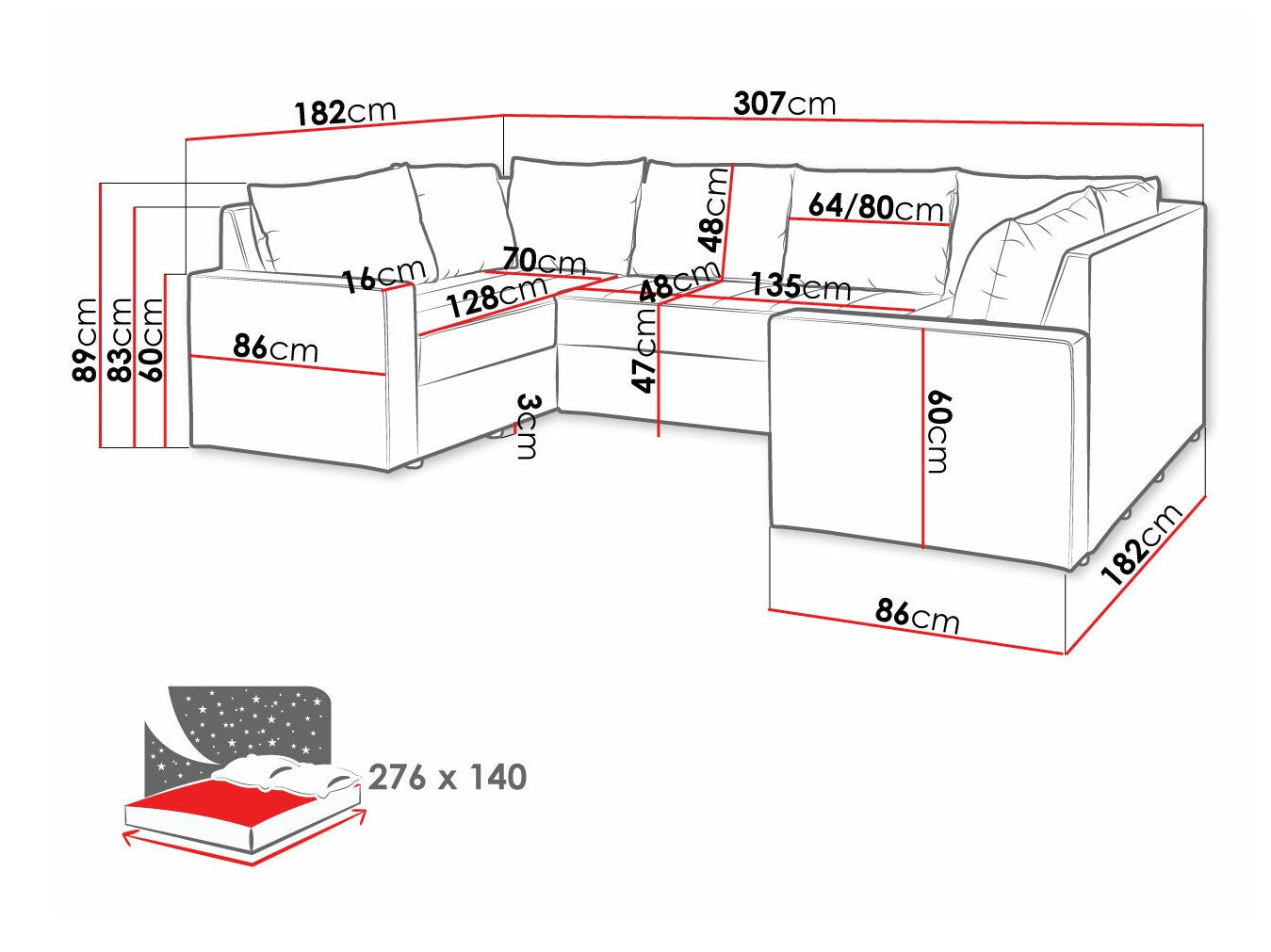 Hjørnesofa Providence 145