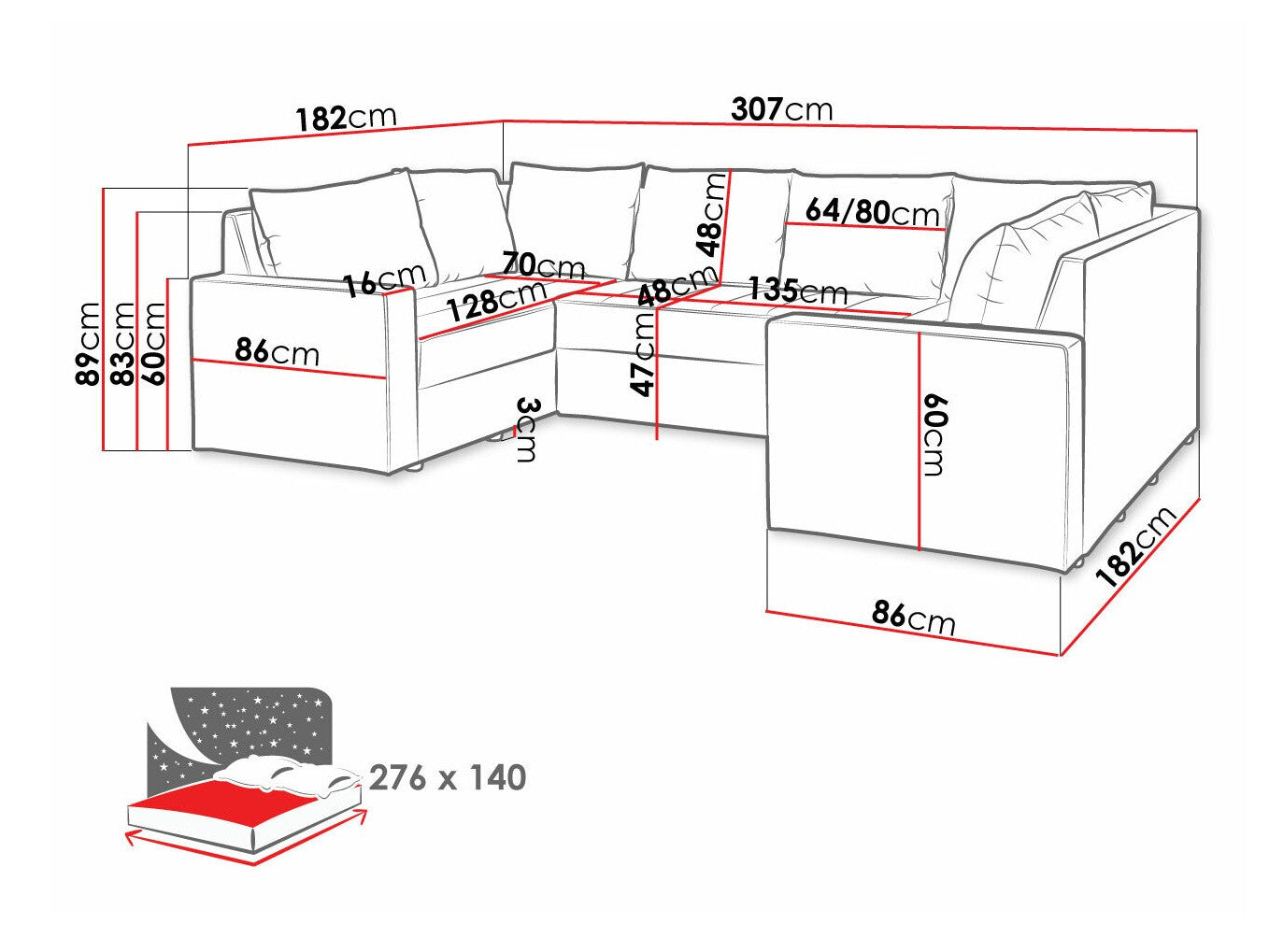 Hjørnesofa Providence 145