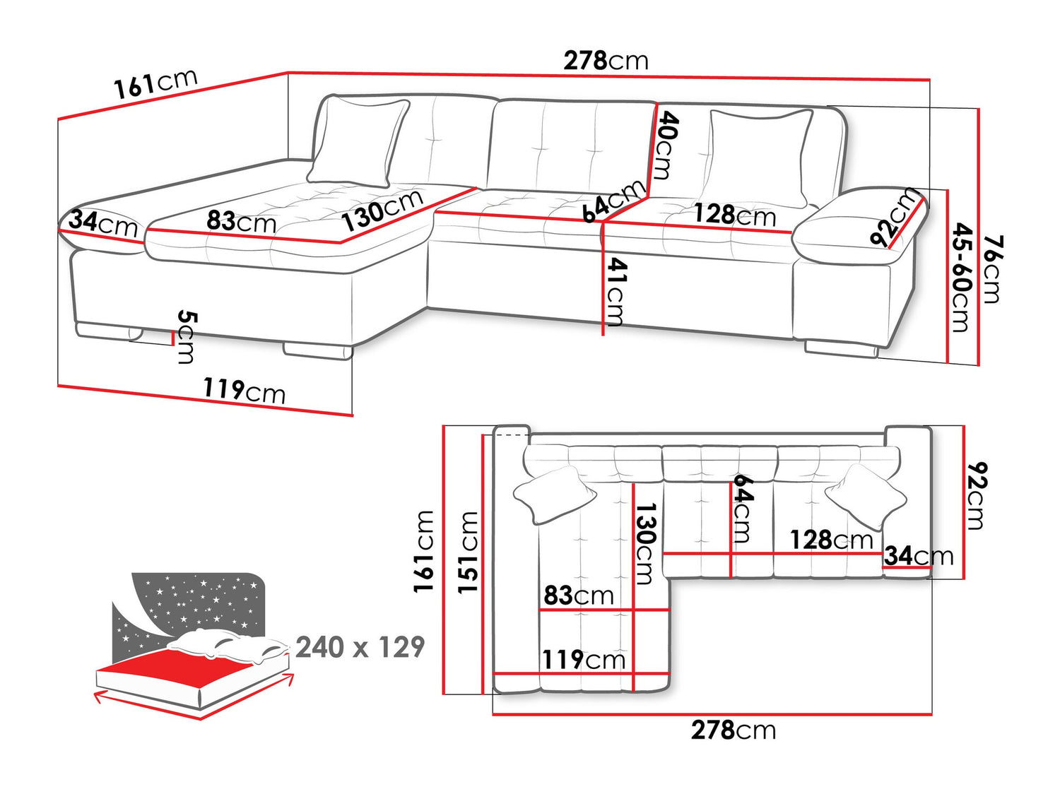 Hjørnesofa Comfivo 250