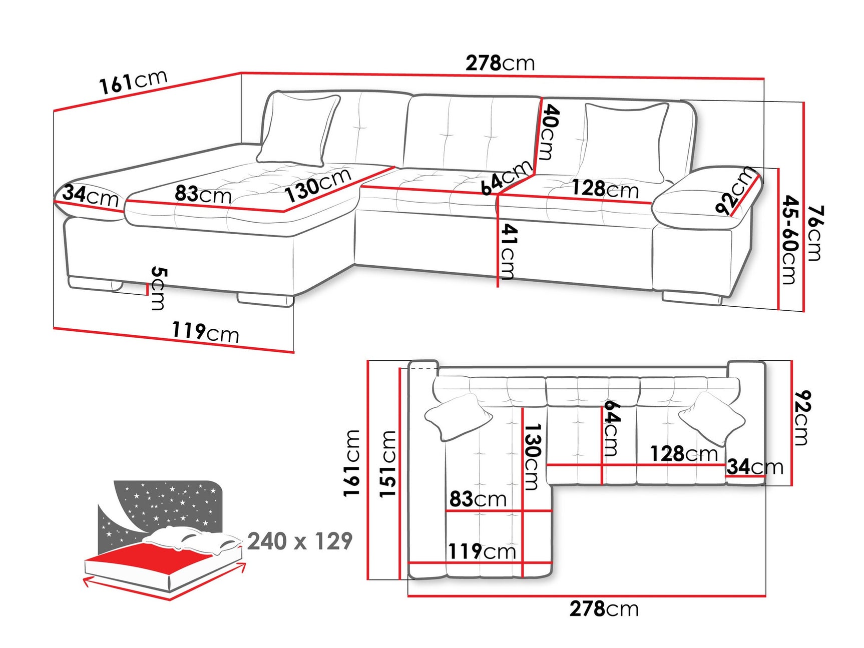 Hjørnesofa Comfivo 250