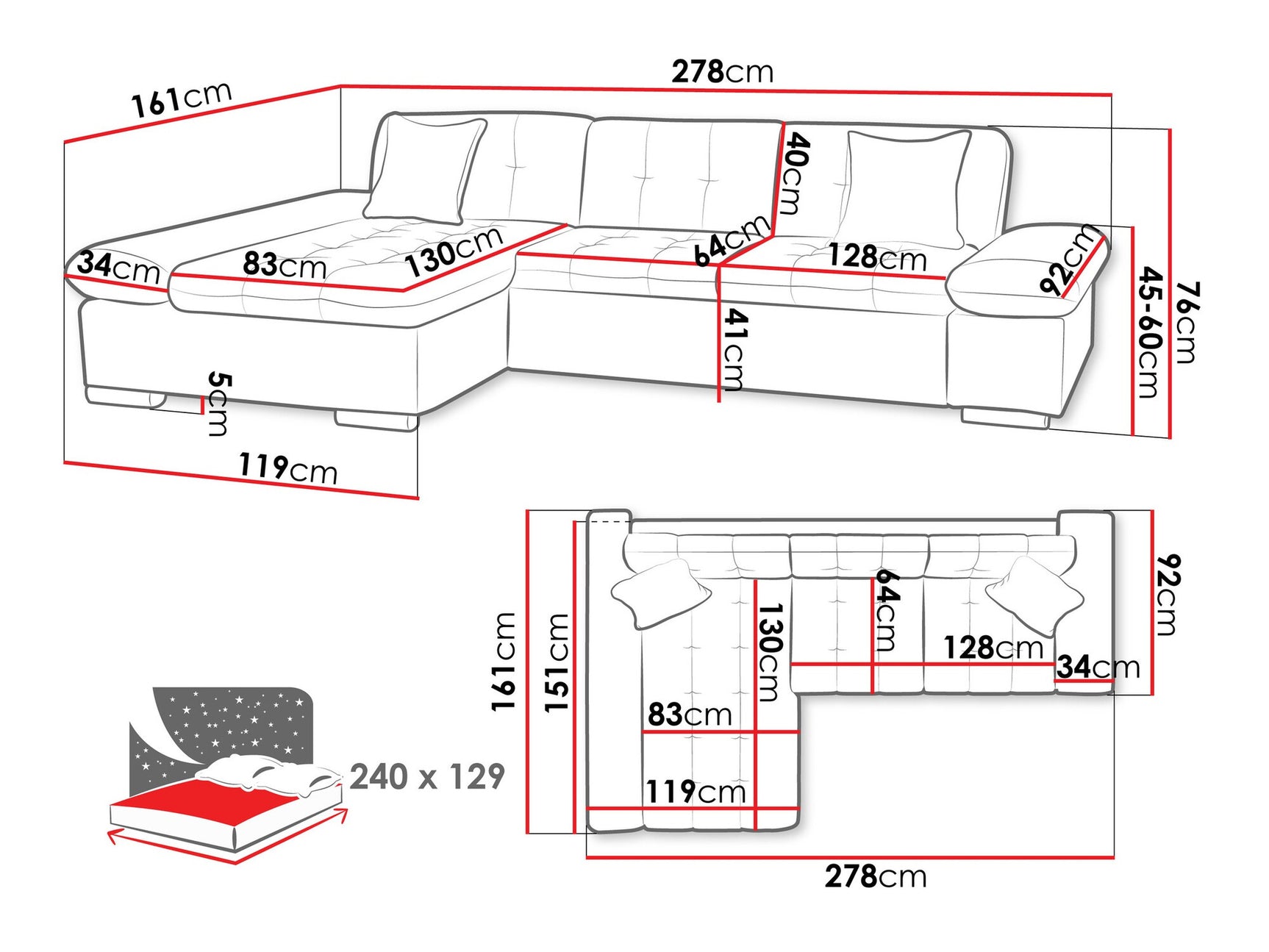 Hjørnesofa Comfivo 250