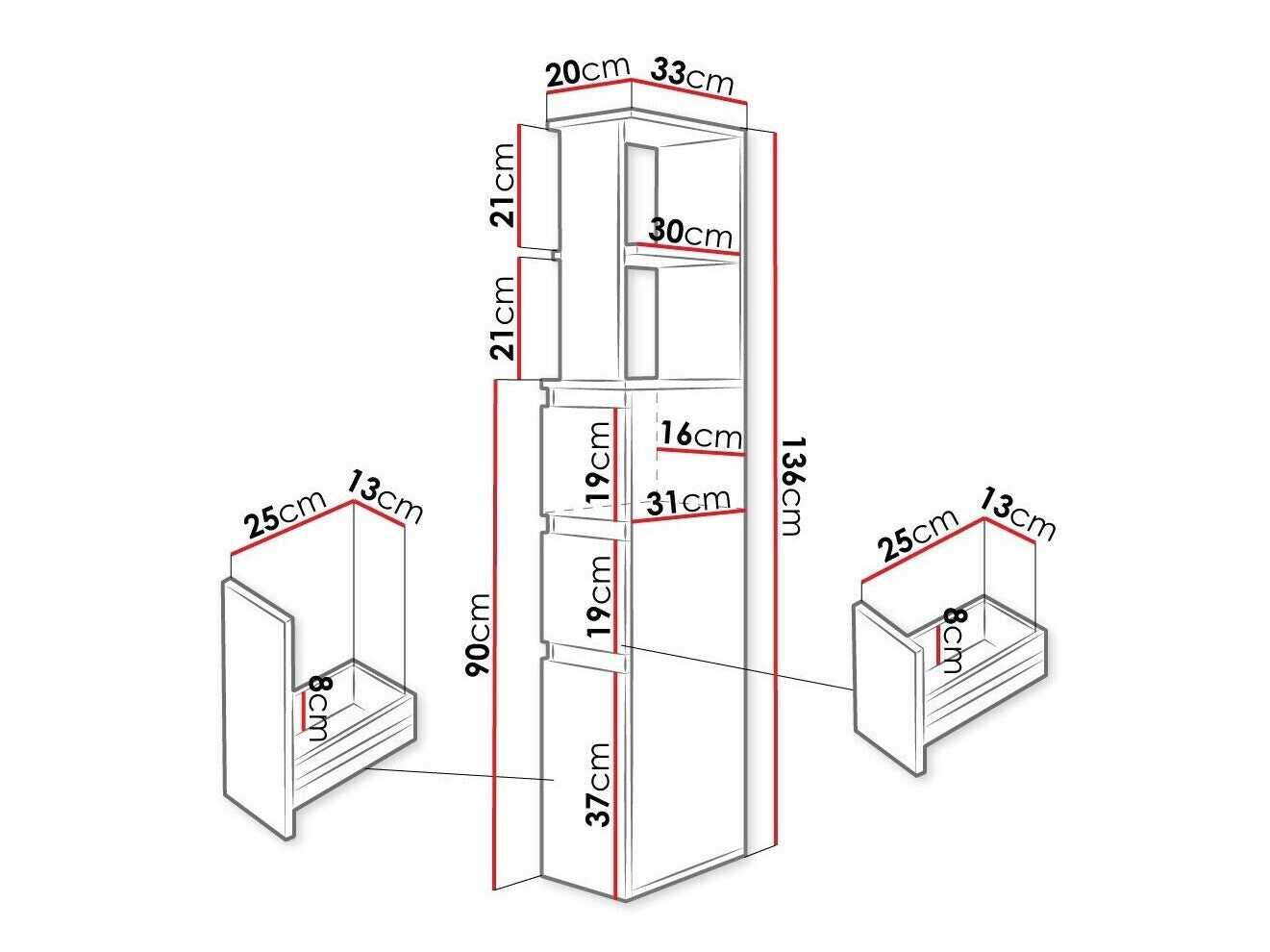 Vægmonteret badeværelsesskab Comfivo 384