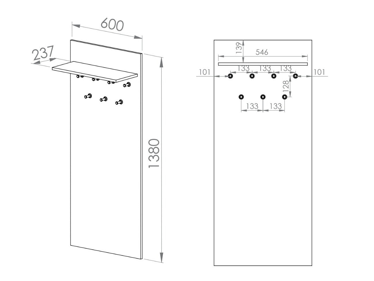 Knagerække Revcire 105