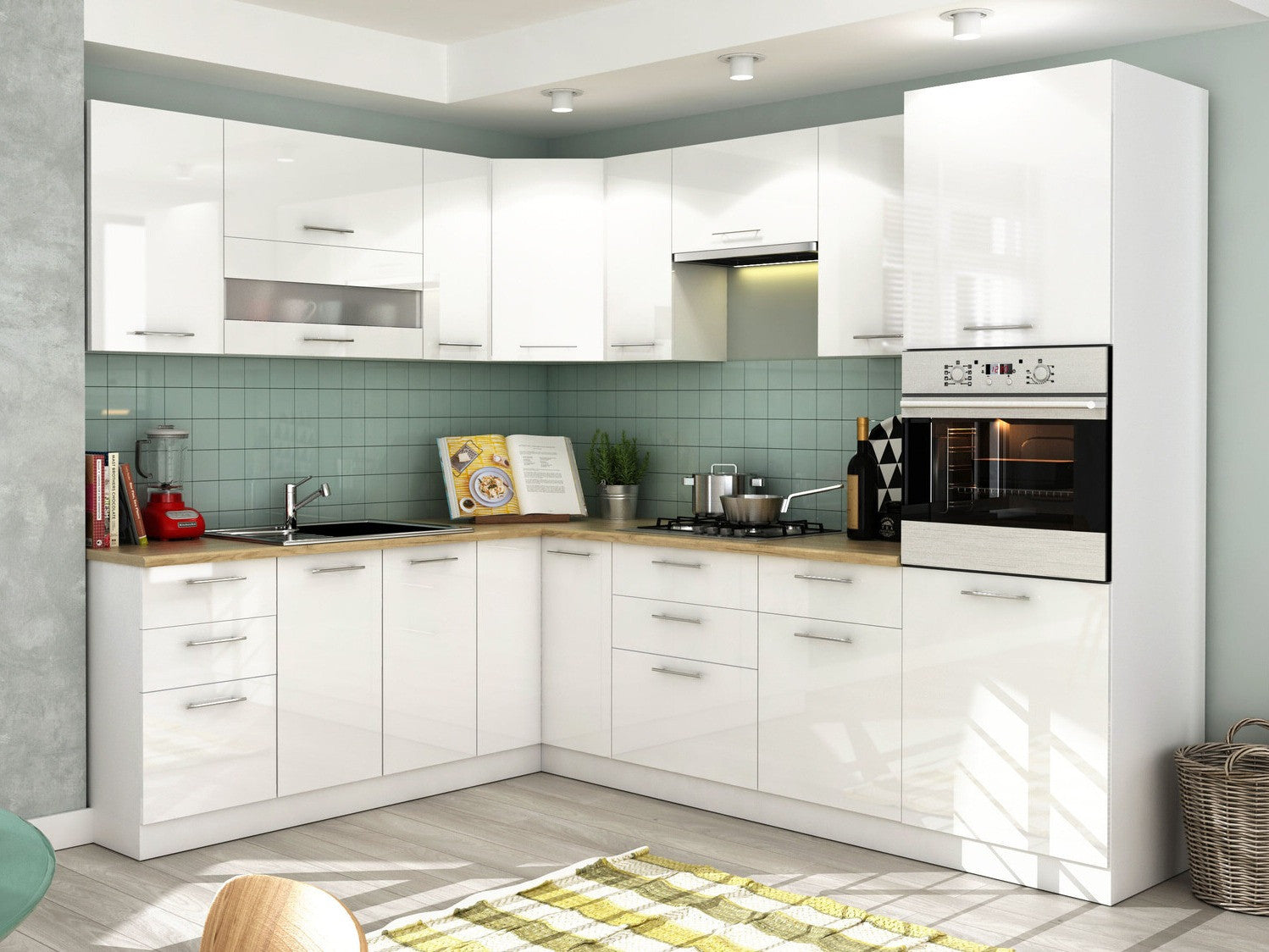 Modulært hjørneskab Tiffa White 148