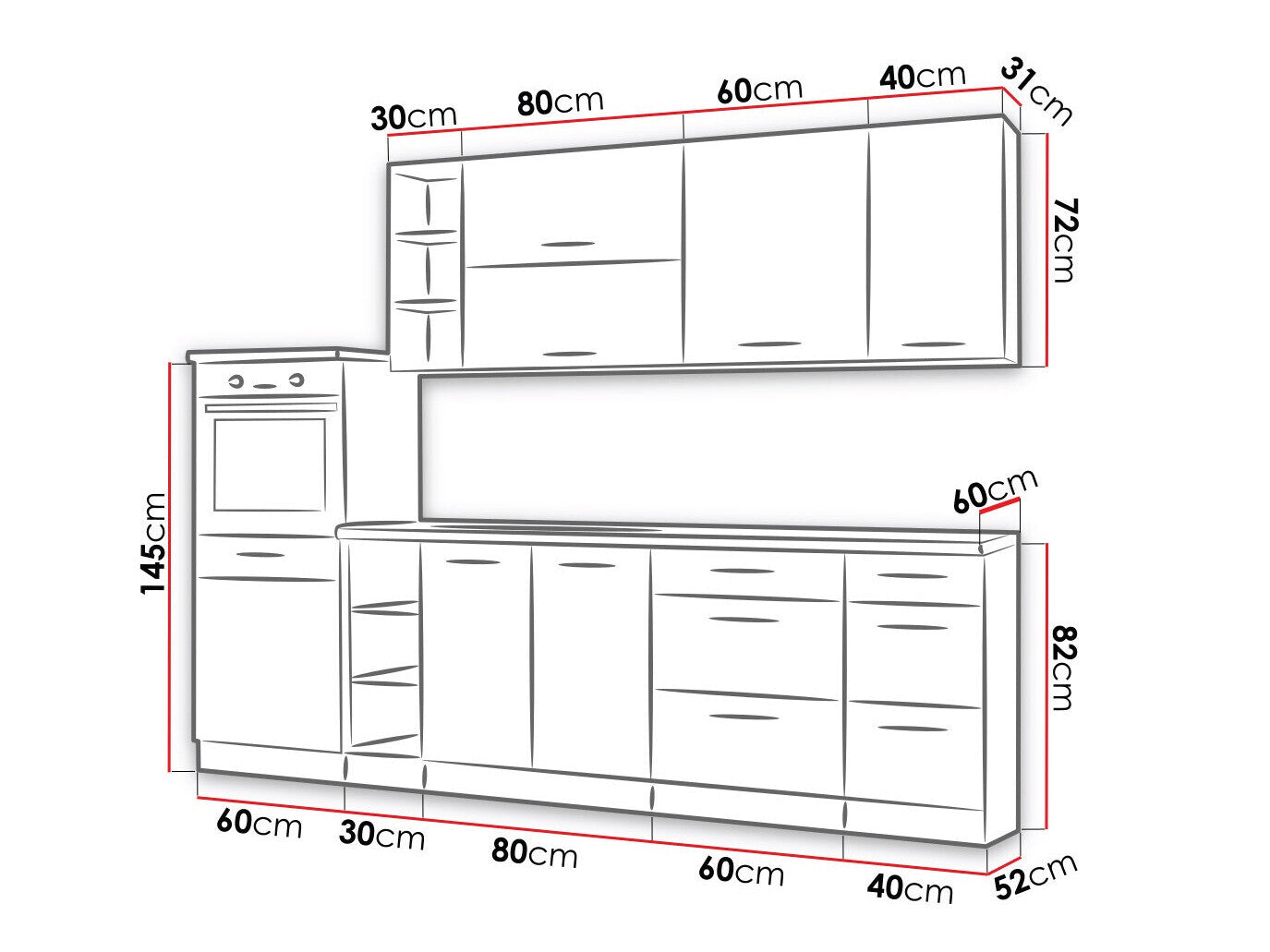 Modulopbygget køkkensæt Wood Dark 130