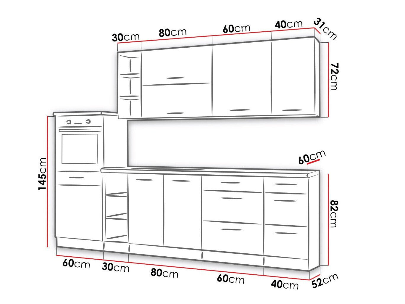 Modulopbygget køkkensæt Wood Dark 130