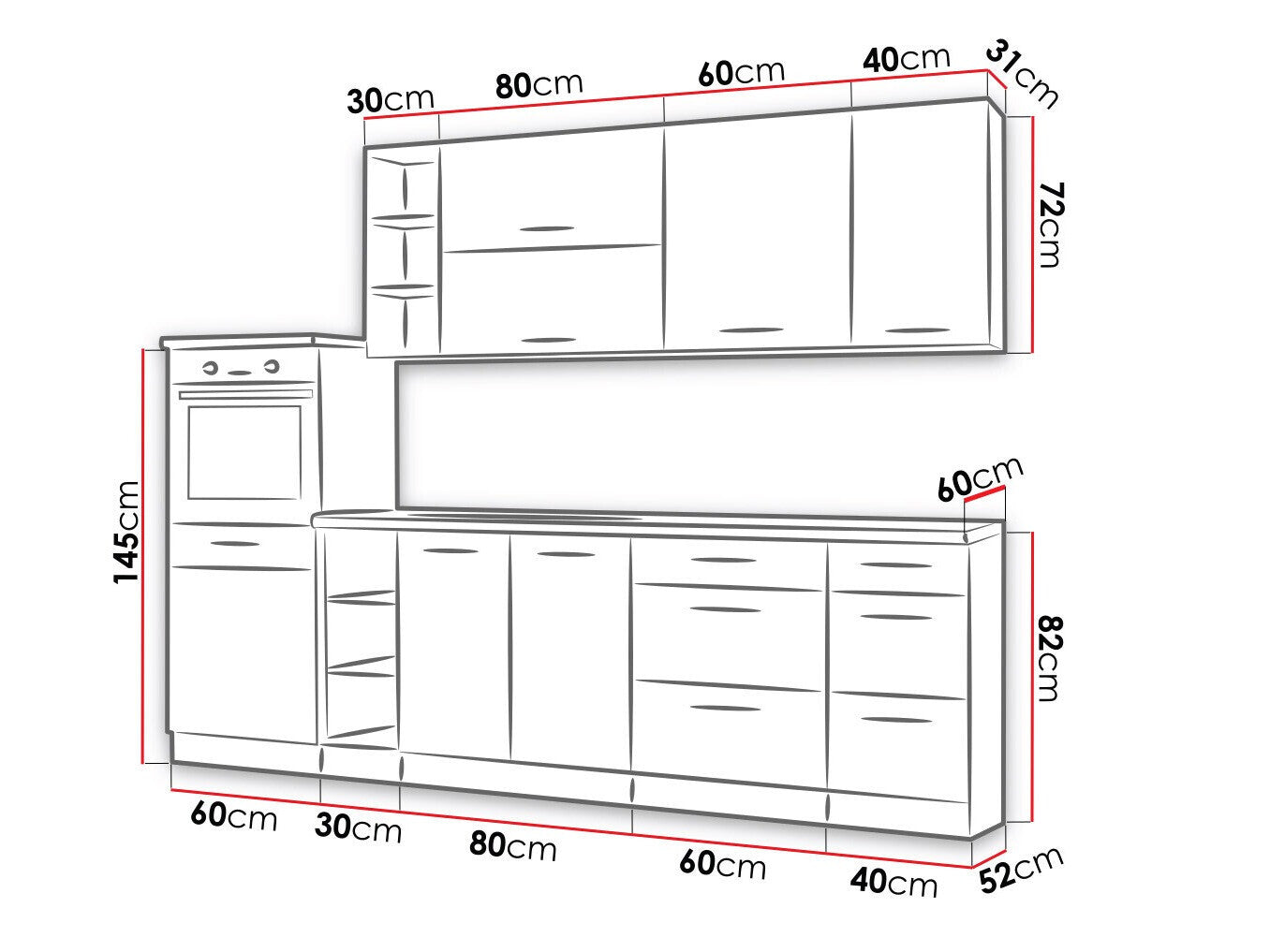 Modulopbygget køkkensæt Wood Dark 130