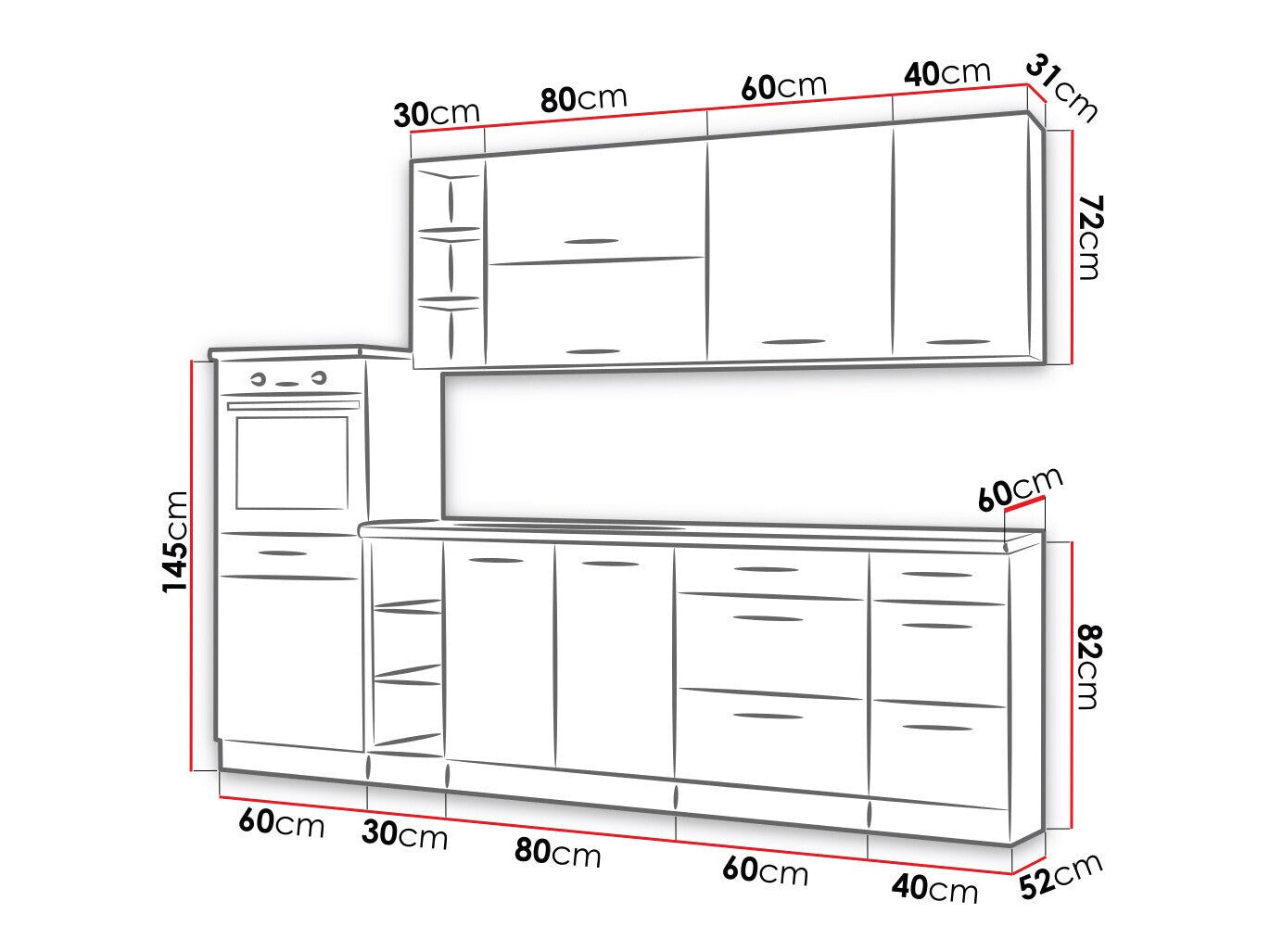 Modulopbygget køkkensæt Wood Dark 130