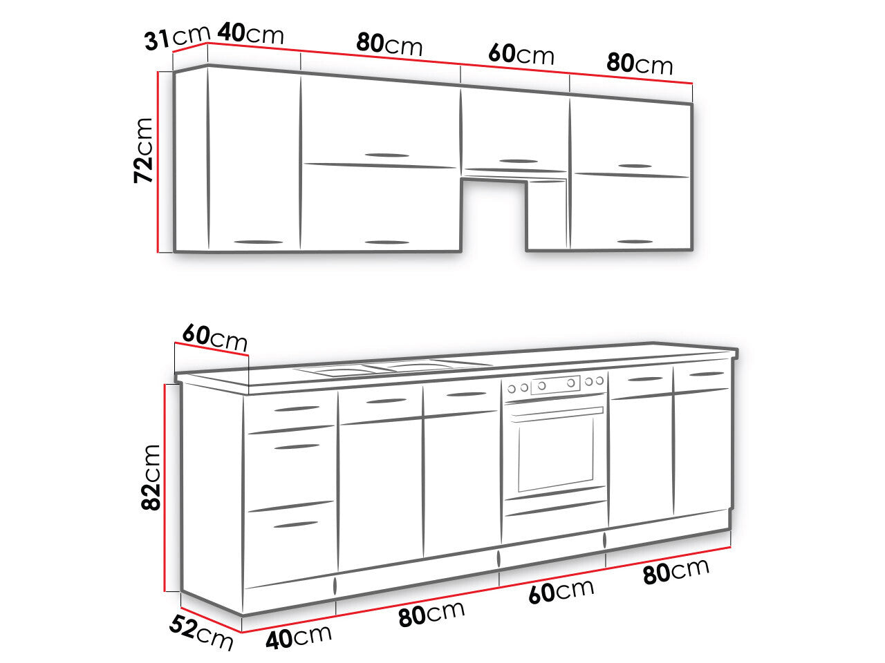 Modulopbygget køkkensæt Wood Dark 128